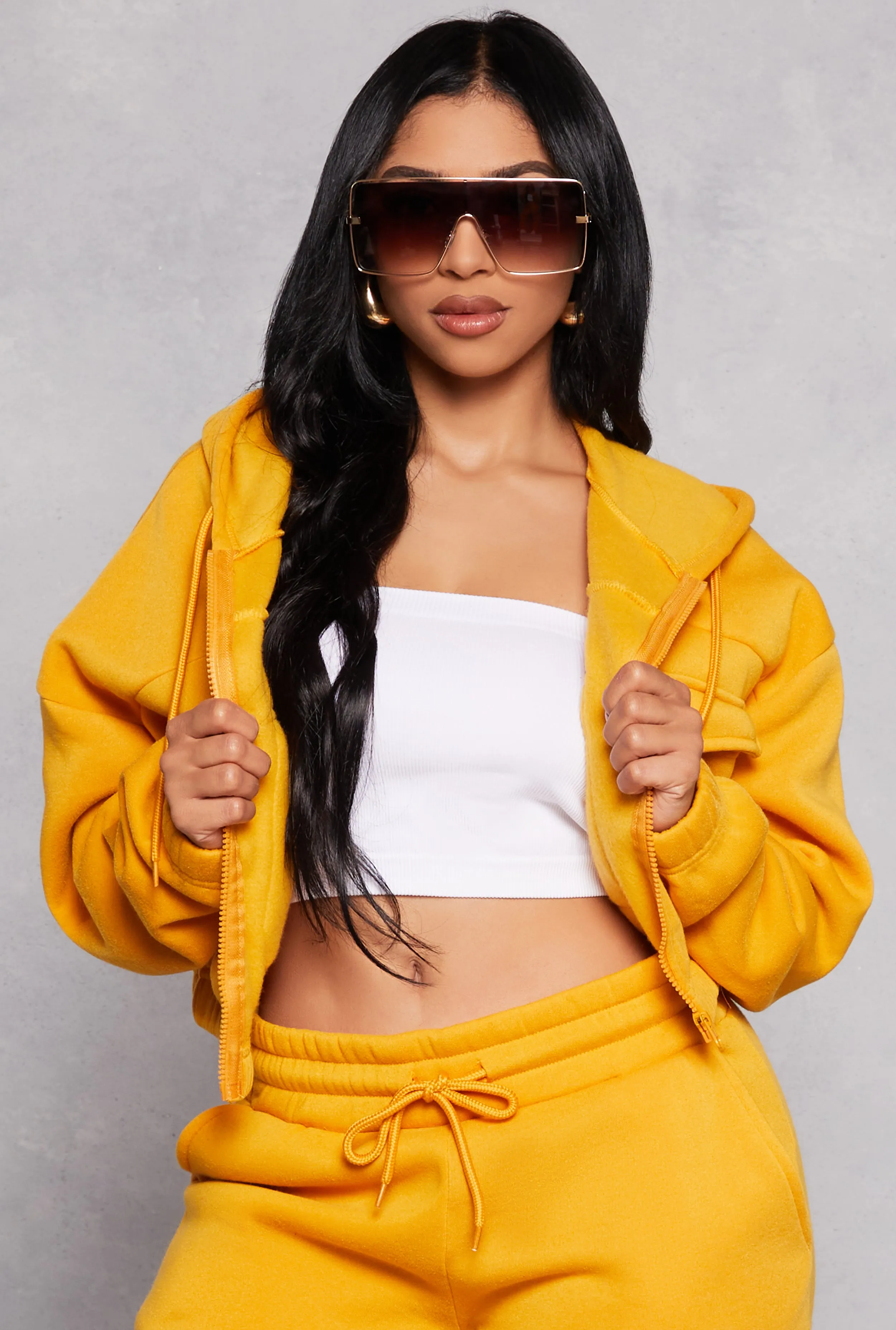 Fleece Zip Front Cropped Sweatshirt sold by Rainbow