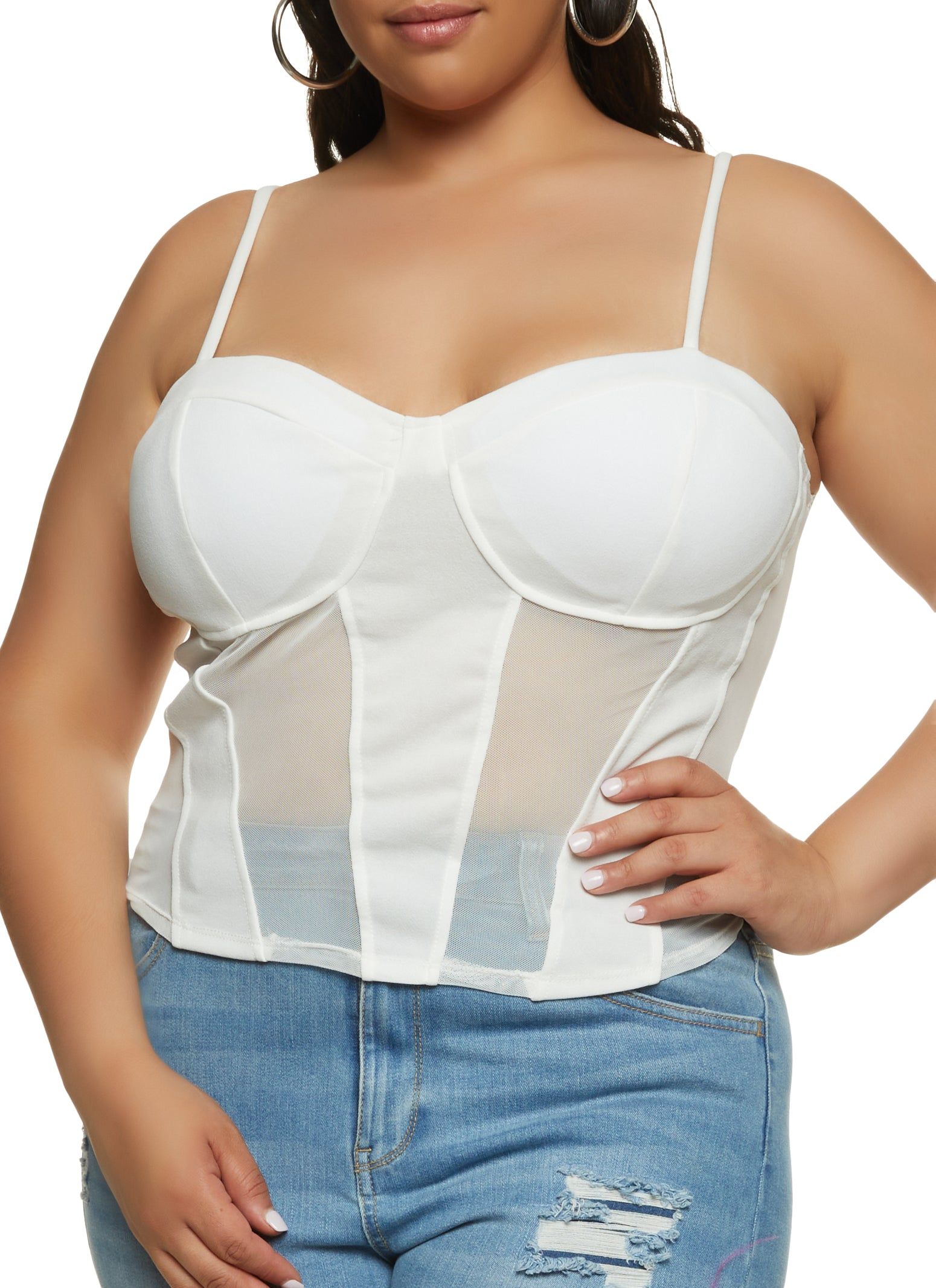 Plus Size Mesh Detail Bustier Top sold by Rainbow