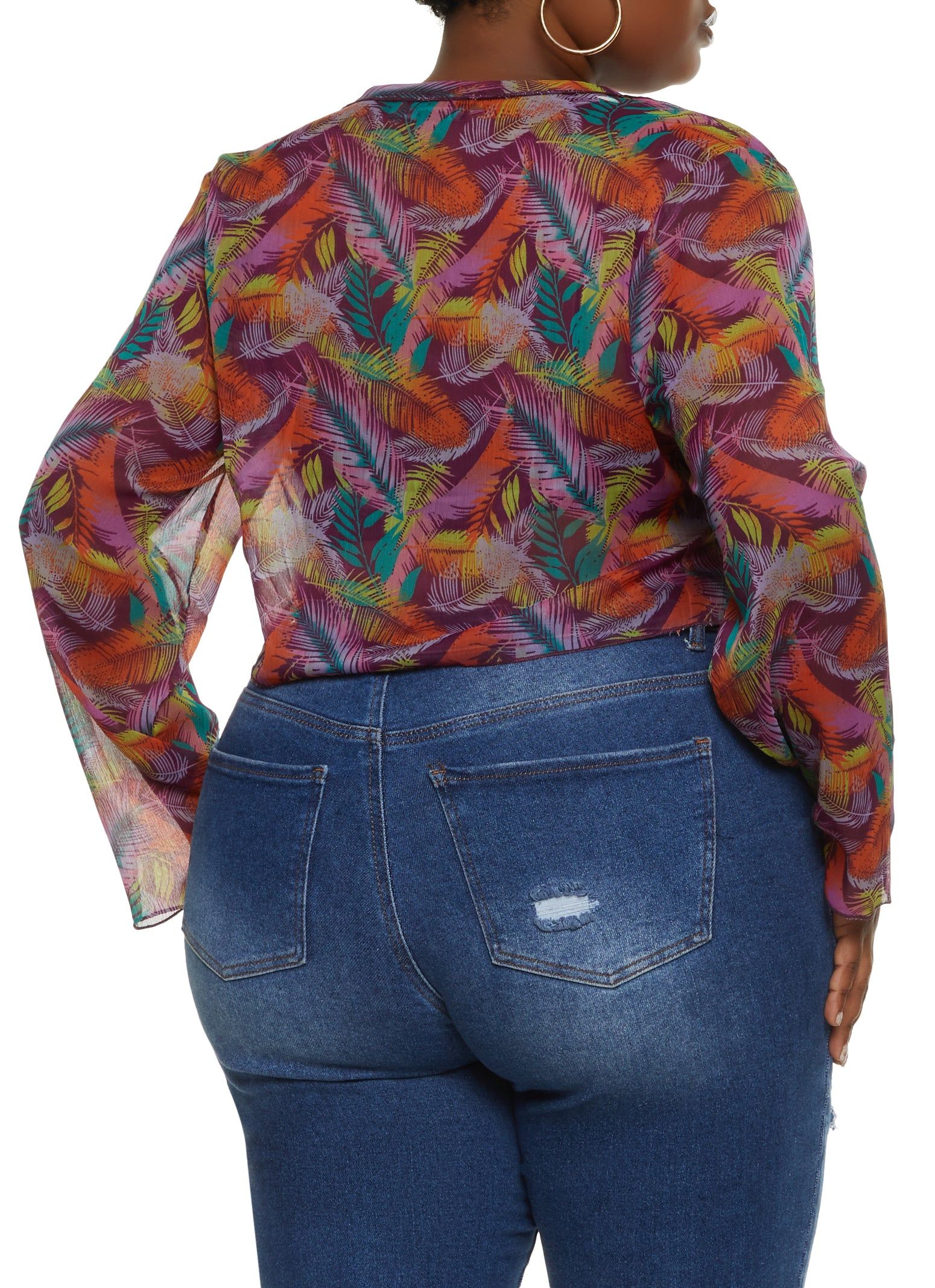 Plus Size Printed Sheer Tie Front Top sold by Rainbow product image thumbnail 2