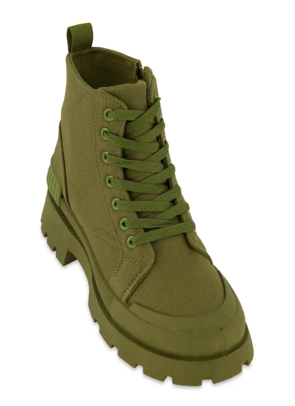 Canvas Cap Toe Detail Combat Boots sold by Rainbow