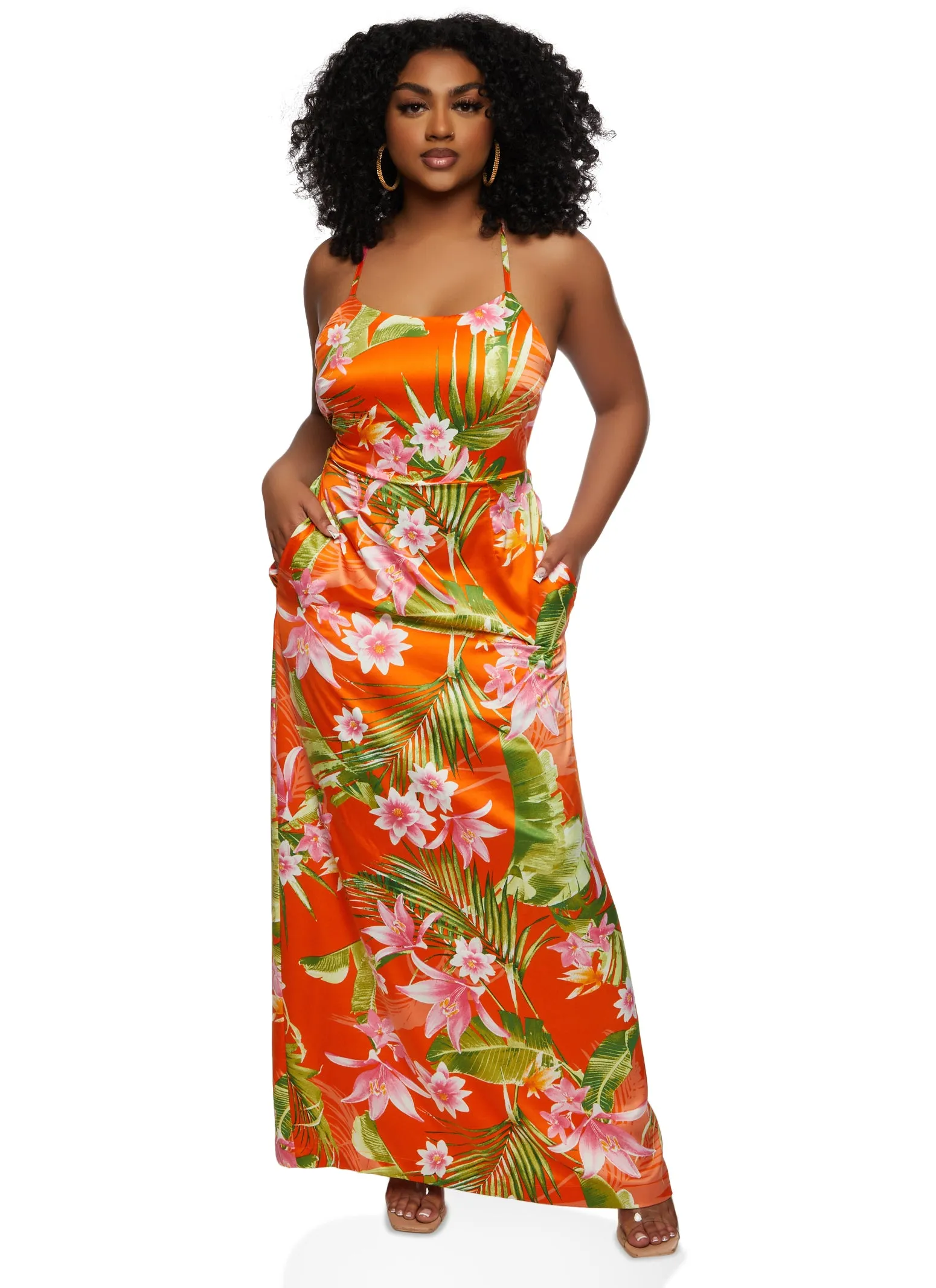 Haute Monde Tropical Print Cami Maxi Dress sold by Rainbow