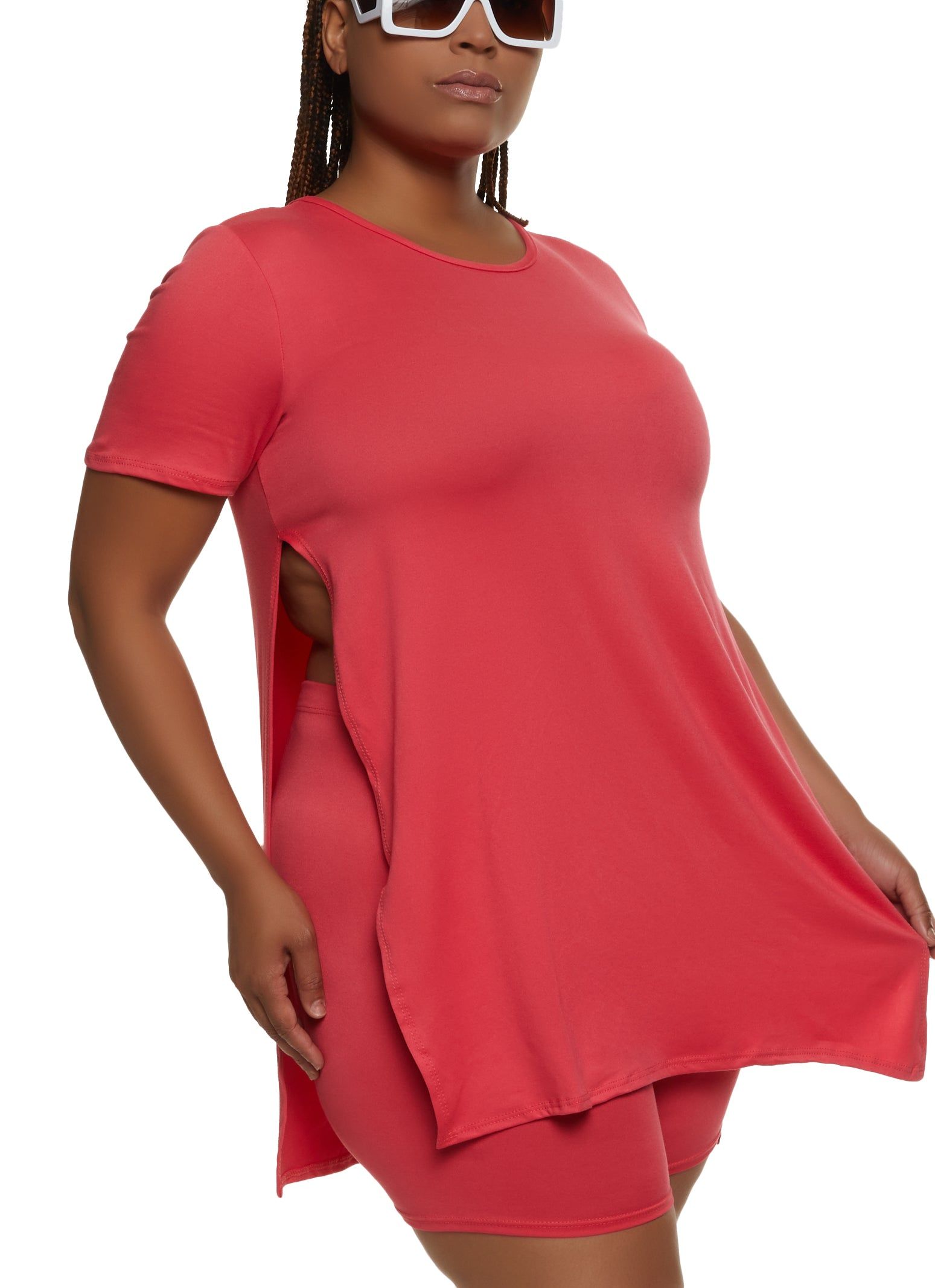 Plus Size High Side Slit Tunic Tee sold by Rainbow product image thumbnail 2