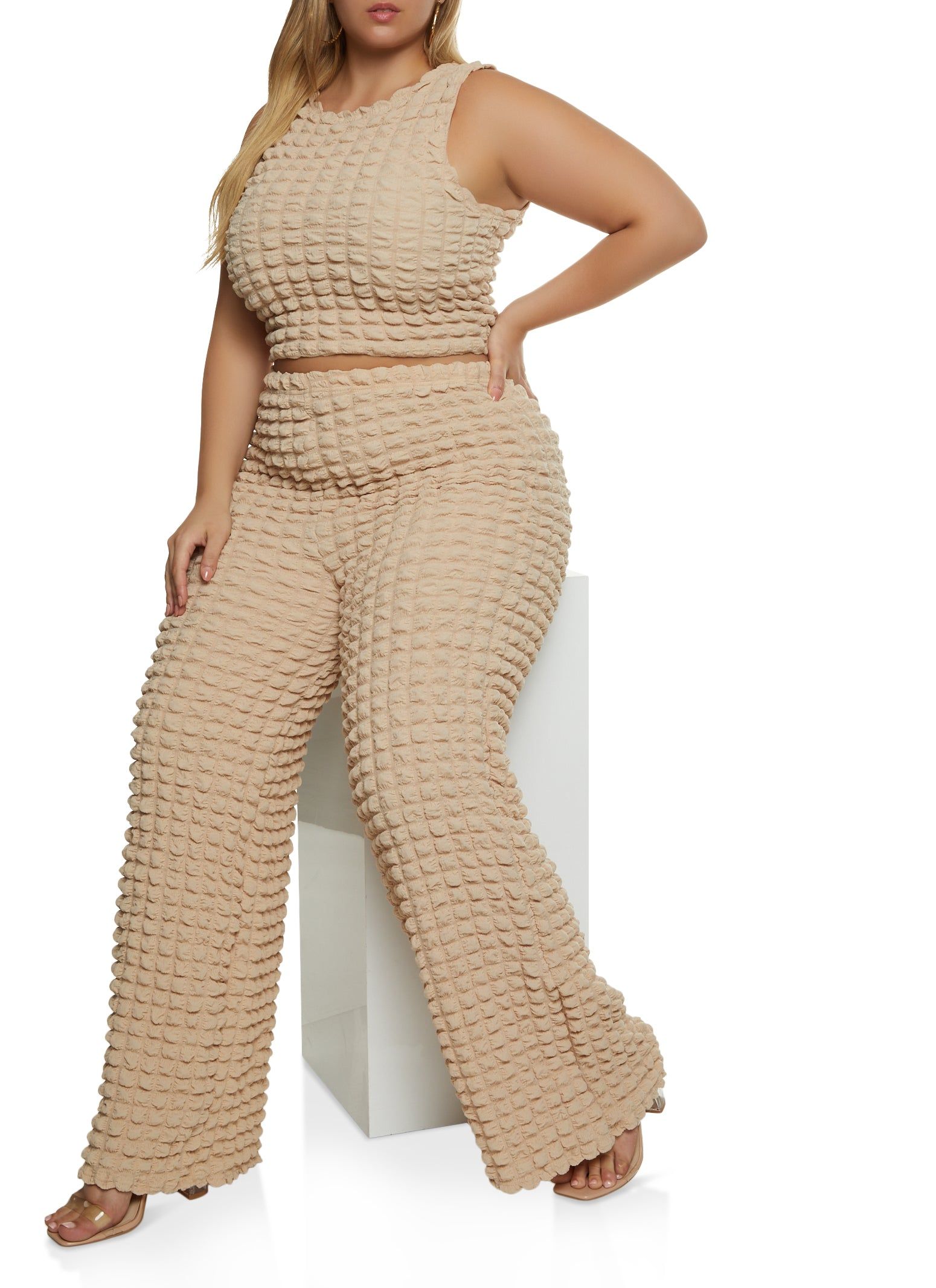 Plus Size Bubble Knit Cropped Tank Top sold by Rainbow product image thumbnail 2