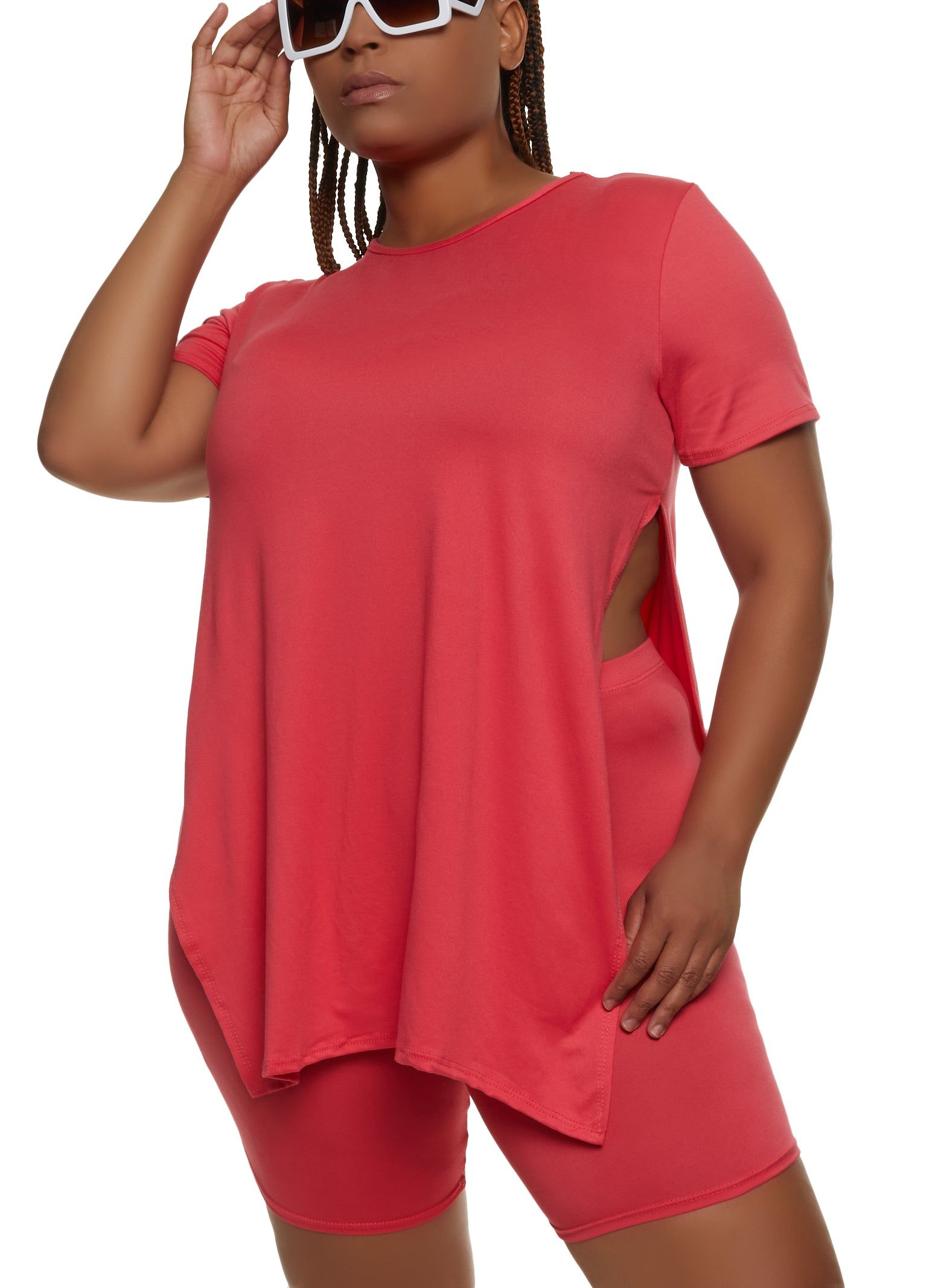 Plus Size High Side Slit Tunic Tee sold by Rainbow