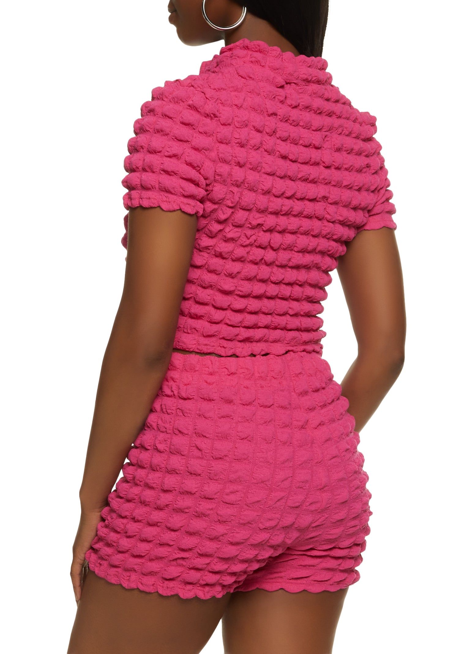 Bubble Knit Zip Up Crop Top and Shorts sold by Rainbow product image thumbnail 3