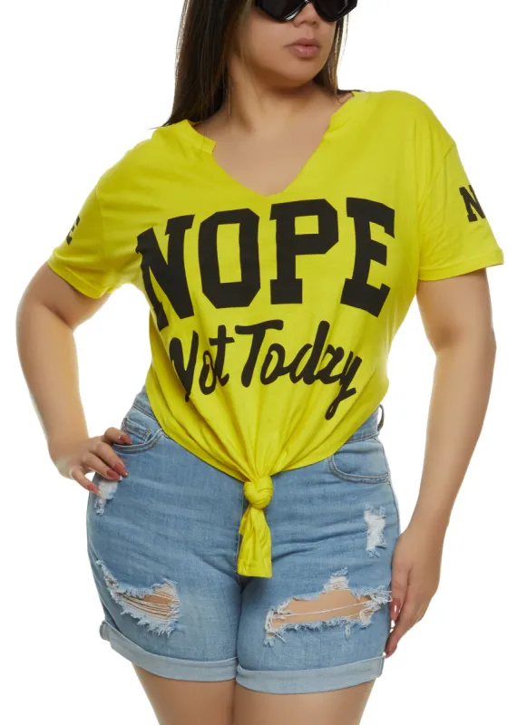 Plus Size Nope Not Today Short Sleeve Graphic Tee sold by Rainbow