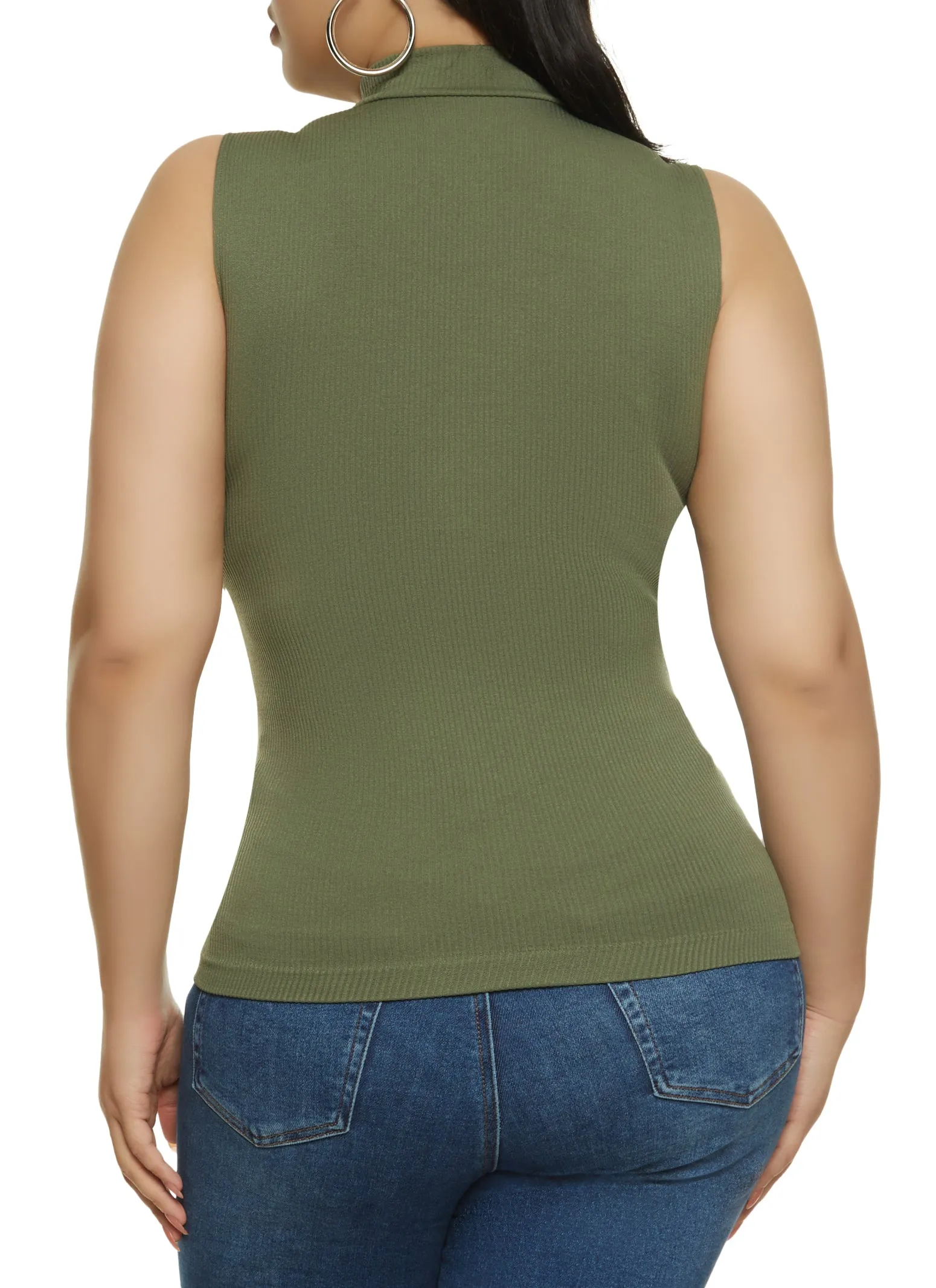 Plus Size Rib Knit Seamless Mock Neck Tank Top sold by Rainbow product image thumbnail 2