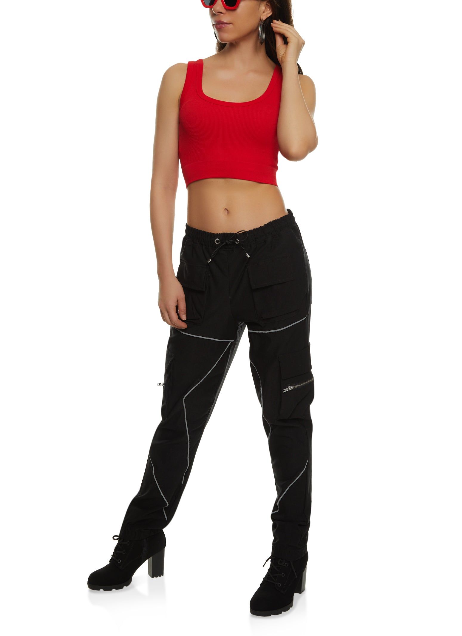 Contrast Piping Drawstring Cargo Joggers sold by Rainbow product image thumbnail 2