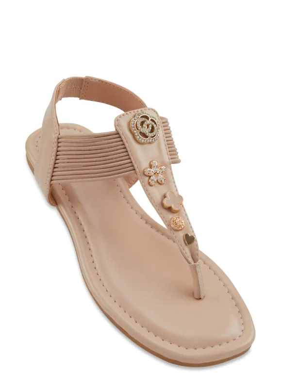 Charm Pendant Corded Thong Sandals sold by Rainbow