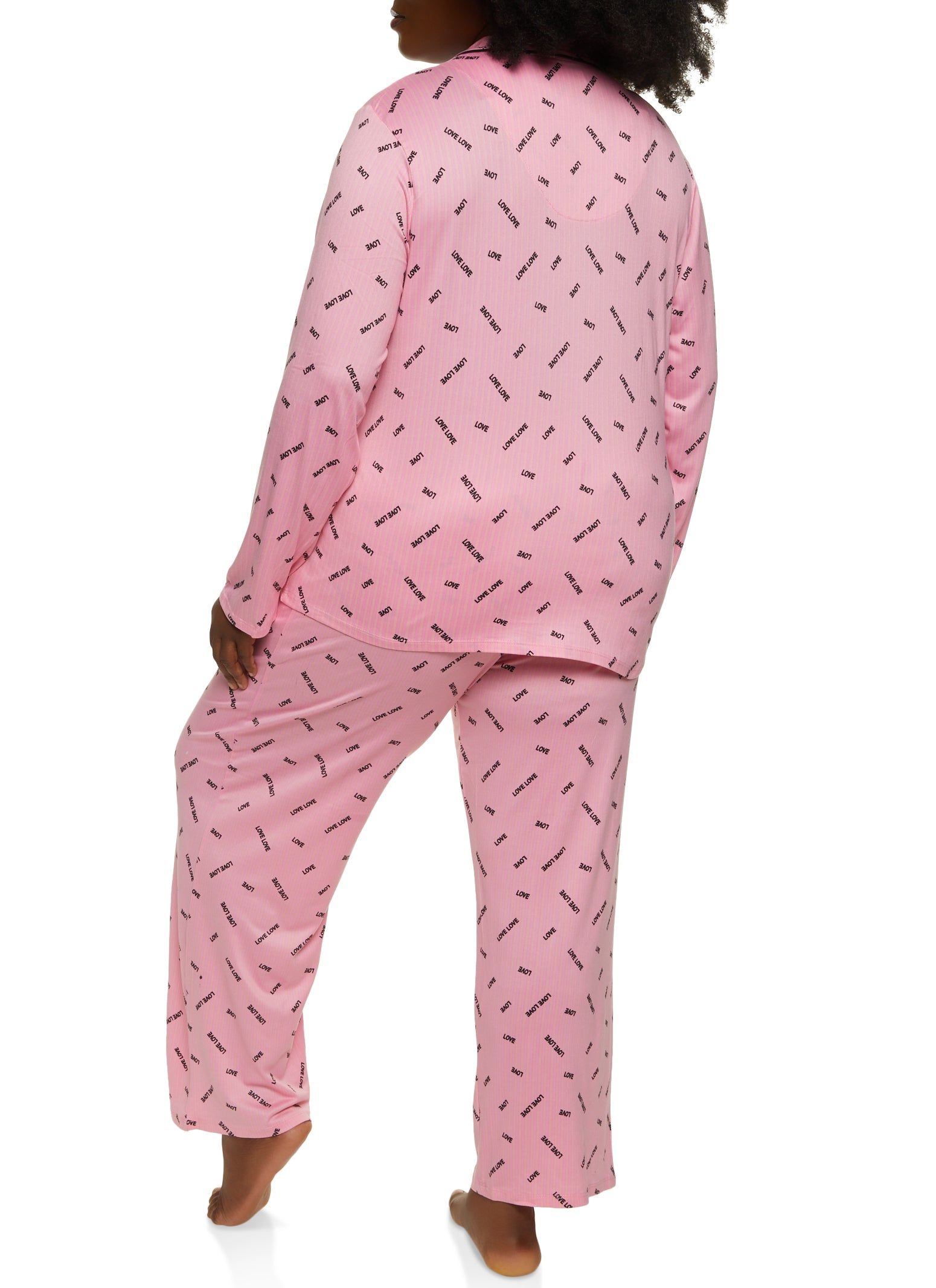Plus Size Striped Love Pajama Shirt and Pants sold by Rainbow product image thumbnail 2