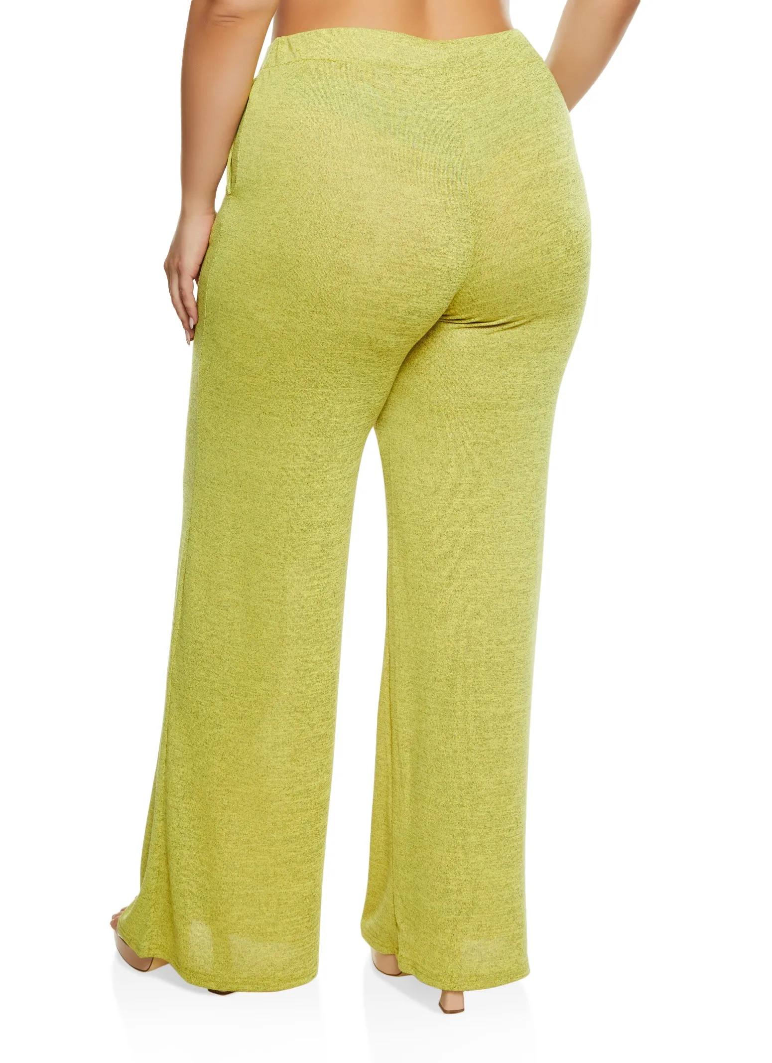Plus Size Daisy Brushed Knit High Waist Wide Leg Pants sold by Rainbow product image thumbnail 3