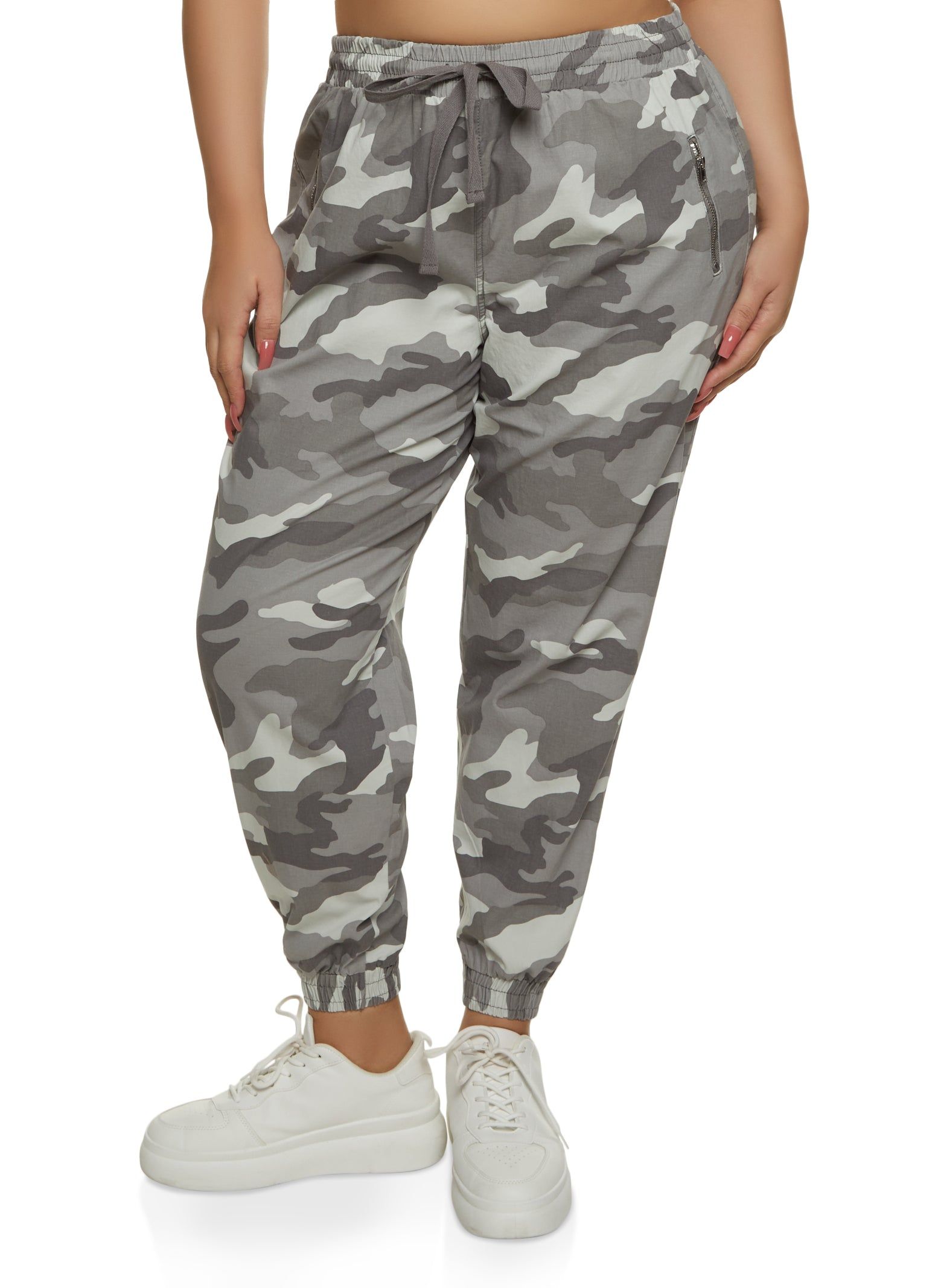 Plus Size Camouflage Zip Pocket Joggers sold by Rainbow
