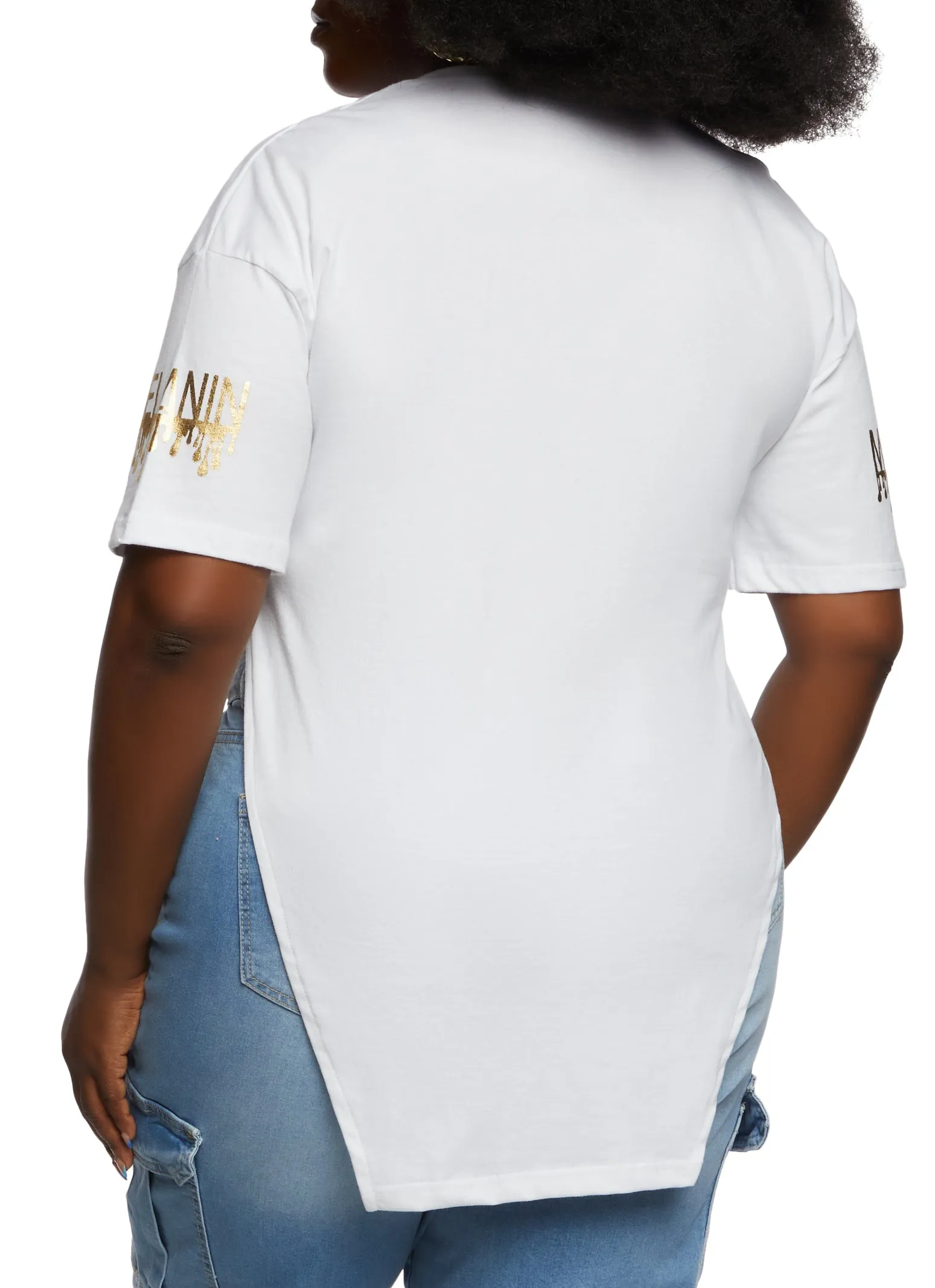 Plus Size Melanin Foil Screen Notch Neck Tee sold by Rainbow product image thumbnail 3