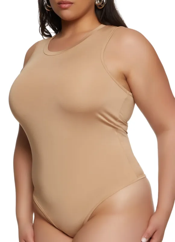 Plus Size Crew Neck Tank Bodysuit sold by Rainbow
