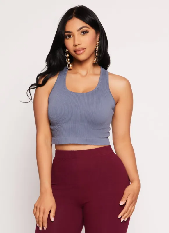 Seamless Ribbed Cropped Tank Top sold by Rainbow