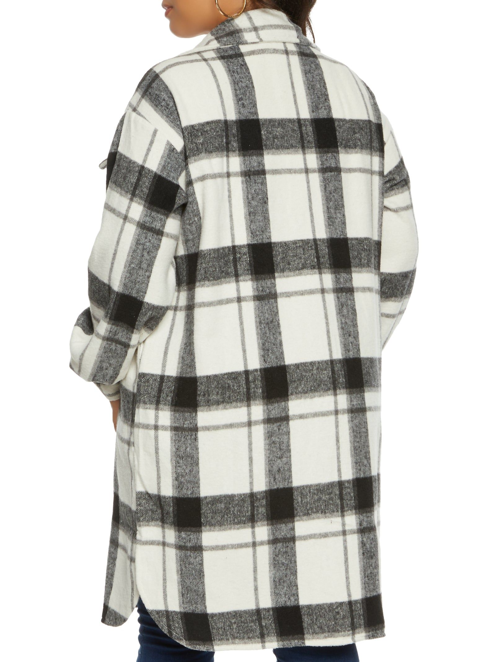 Plus Size Brushed Knit Plaid Longline Shacket sold by Rainbow product image thumbnail 2