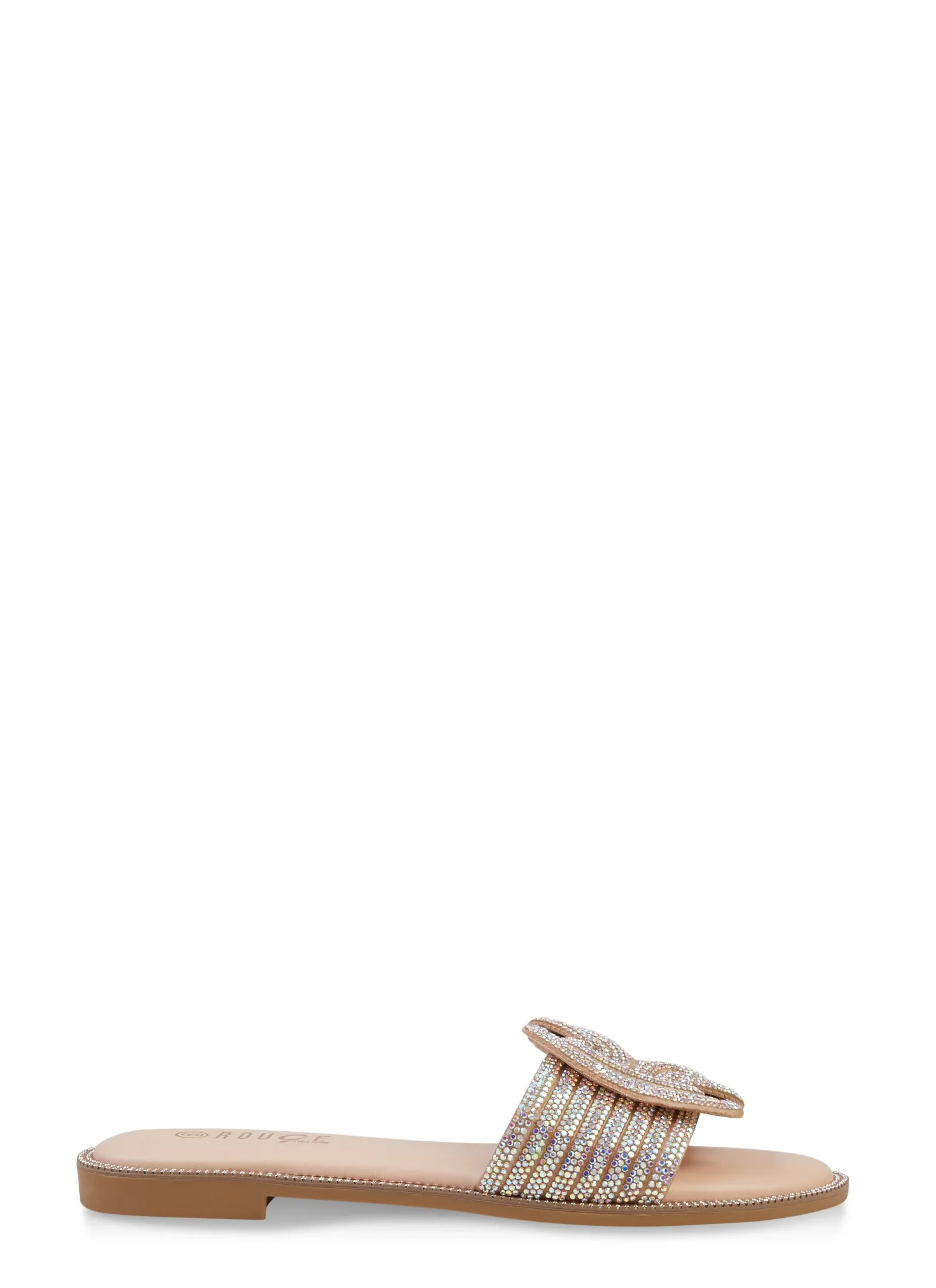 Rhinestone Trim Braided Band Slide Sandals sold by Rainbow product image thumbnail 2