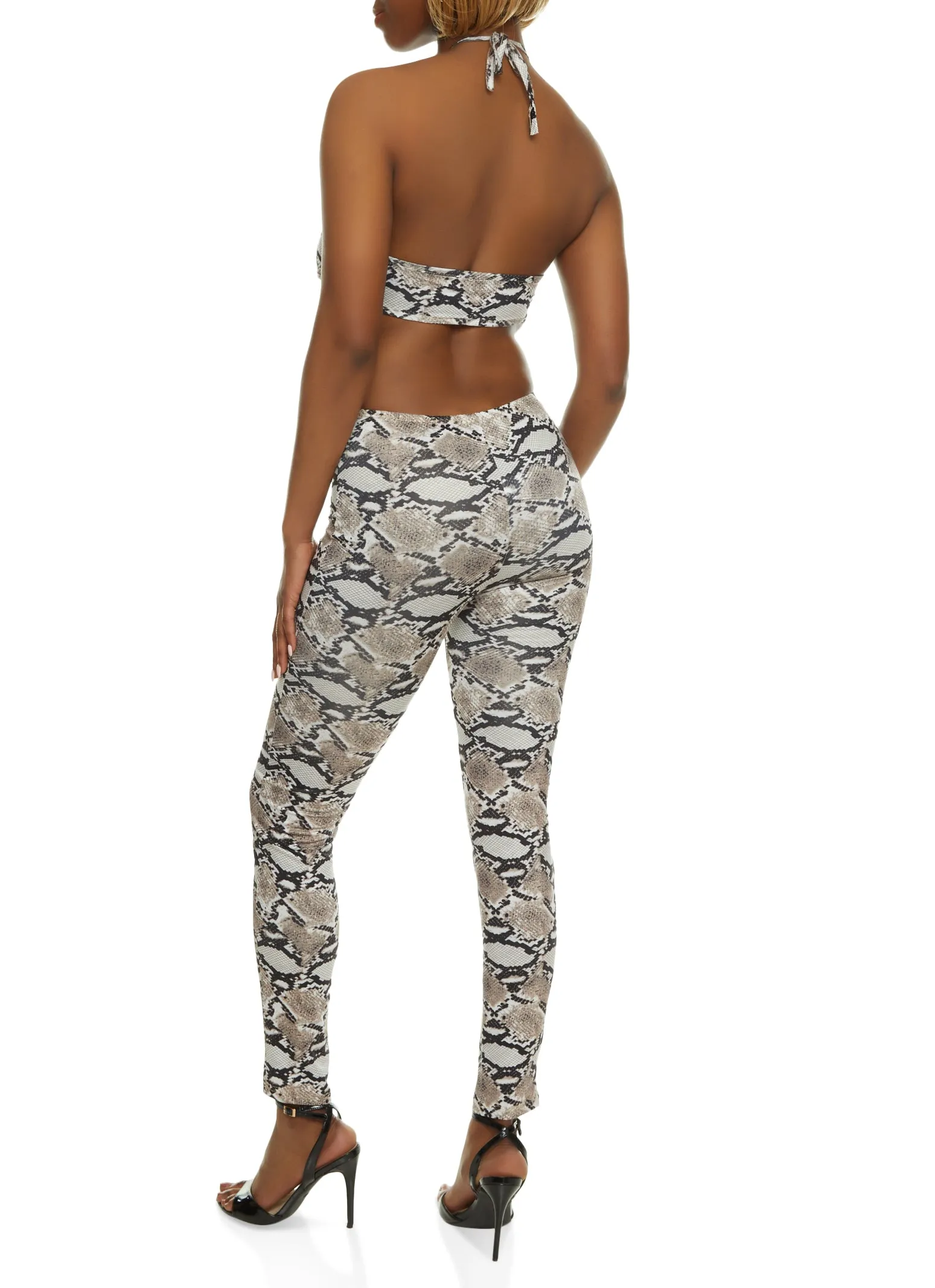 Snake Print O Ring Cut Out Halter Jumpsuit sold by Rainbow product image thumbnail 2