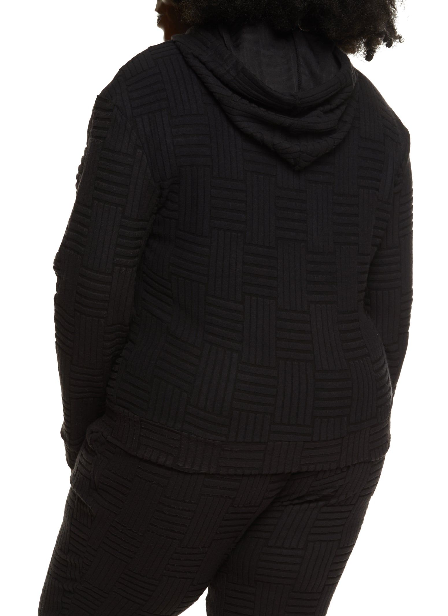 Plus Size Textured Fleece Zip Front Hoodie sold by Rainbow product image thumbnail 3