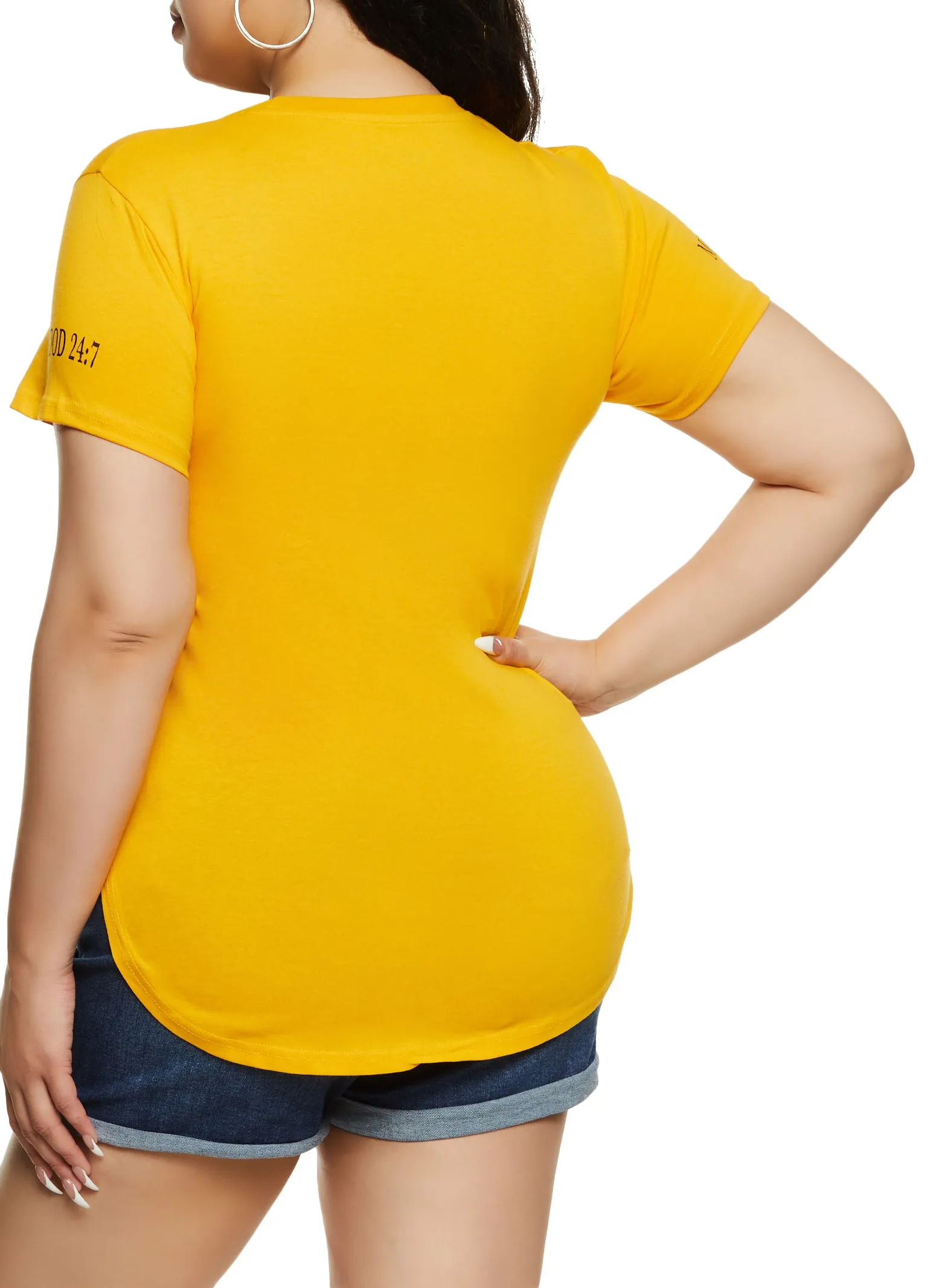 Plus Size High Low Hem Thou Shall Not Try Me Graphic Tee sold by Rainbow product image thumbnail 3