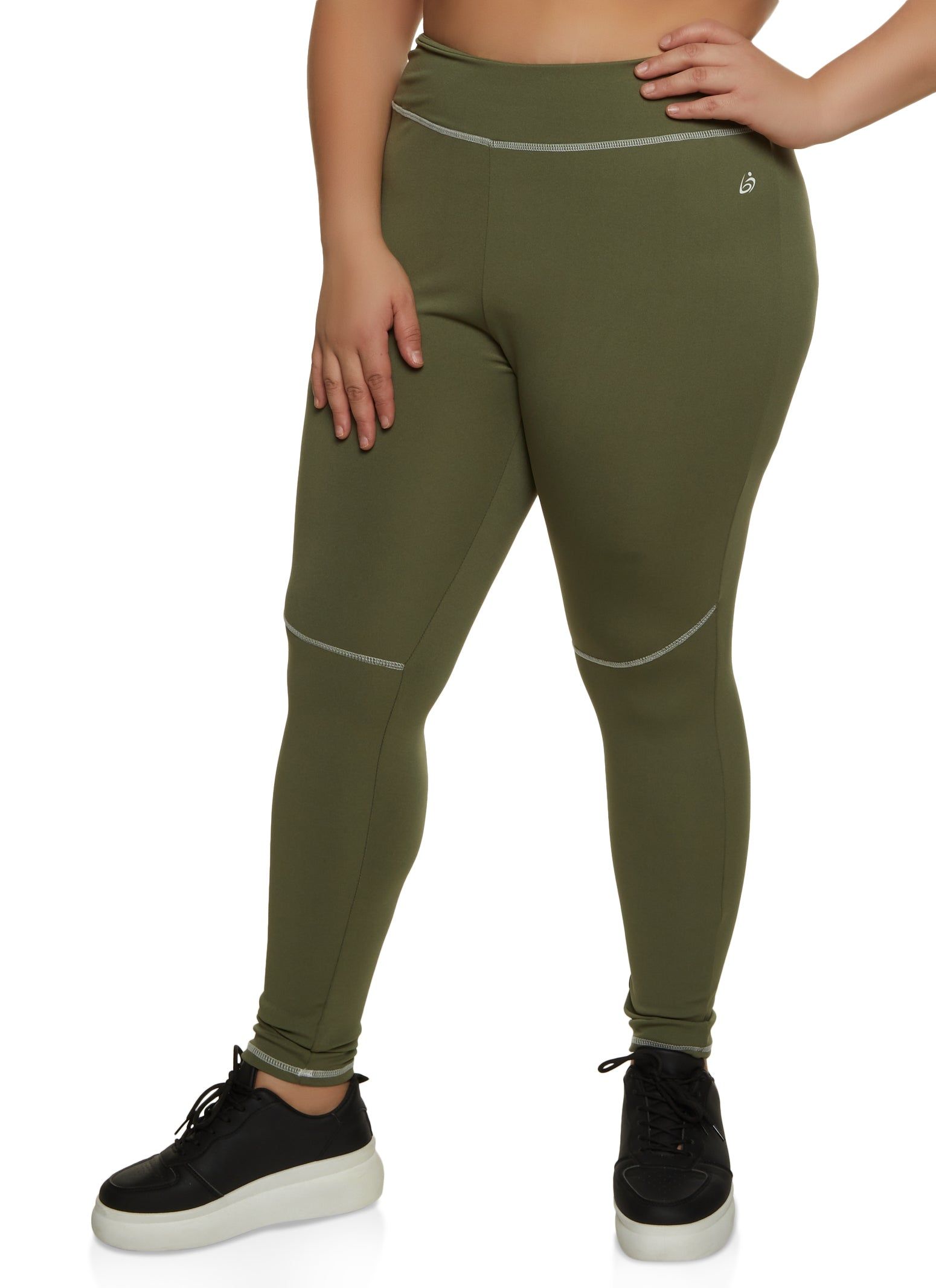 Plus Size Contrast Stitch Detail Leggings sold by Rainbow