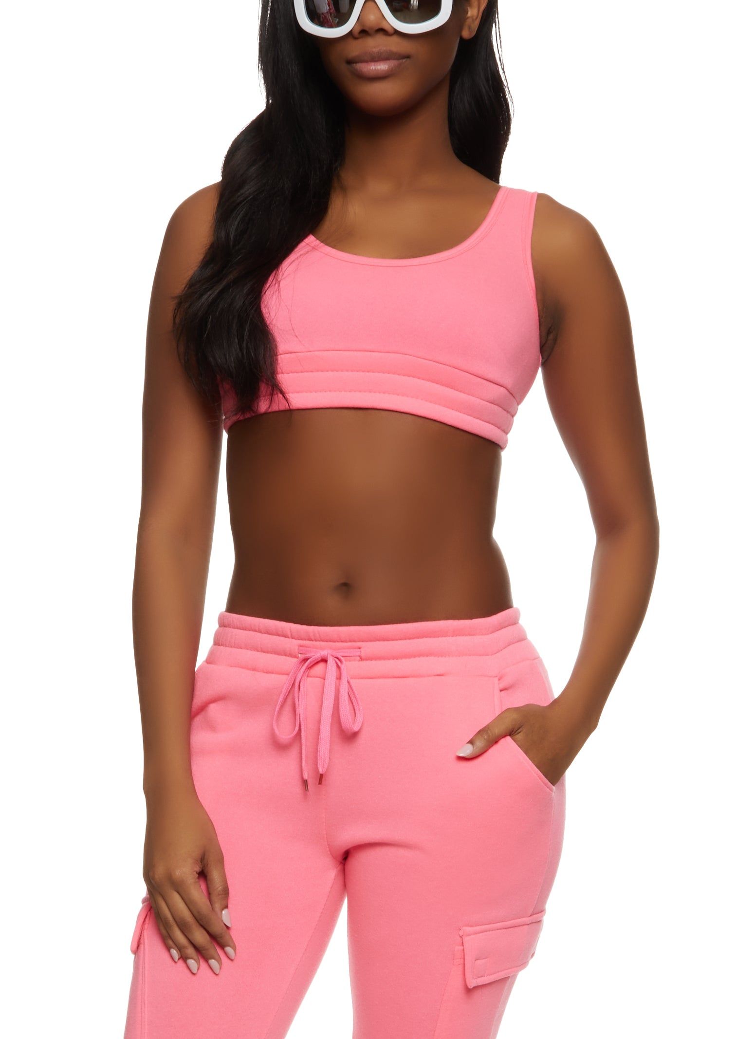 Fleece Scoop Neck Cropped Tank Top sold by Rainbow