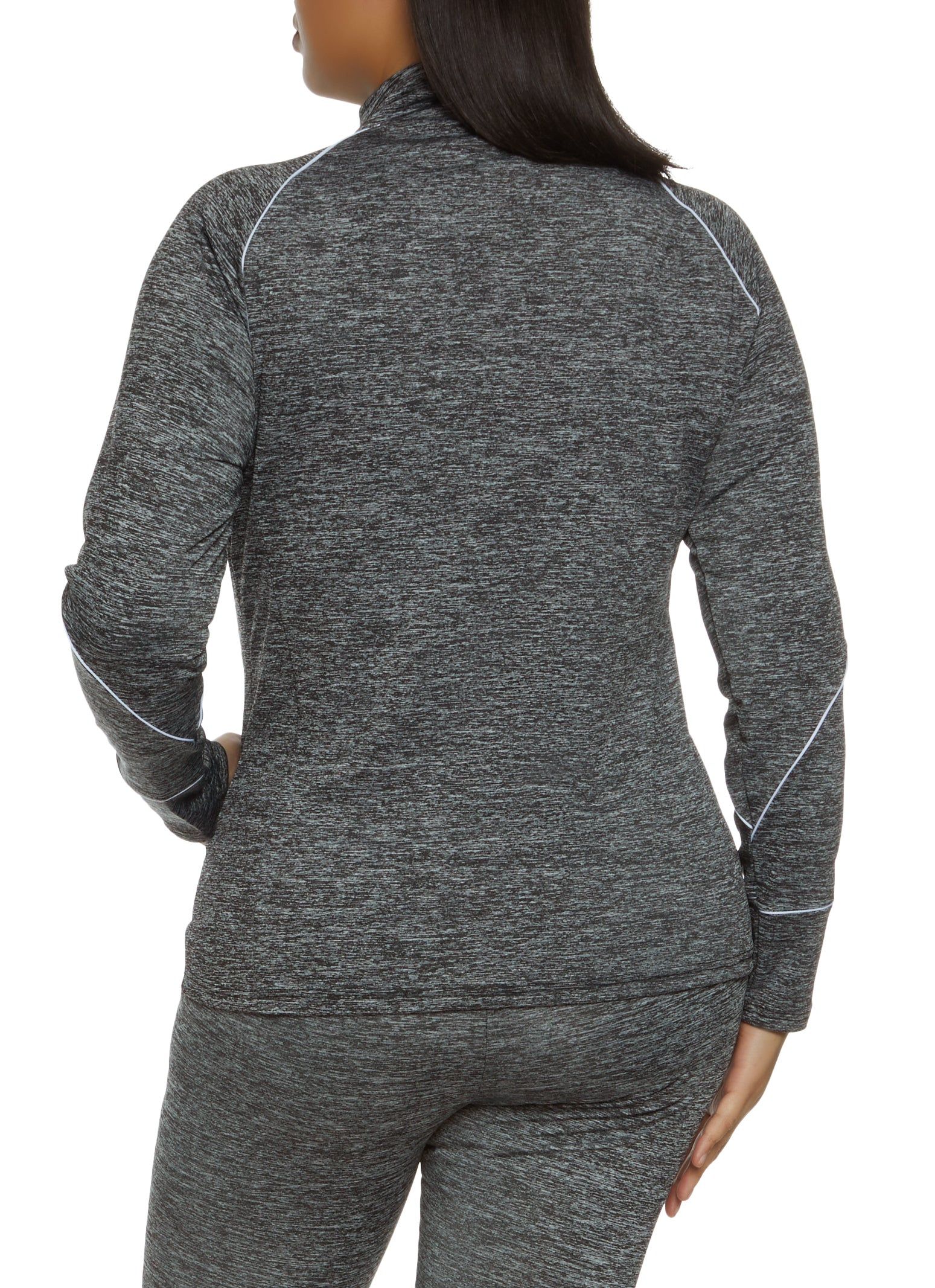 Plus Size Contrast Piping Mock Neck Track Jacket sold by Rainbow product image thumbnail 3