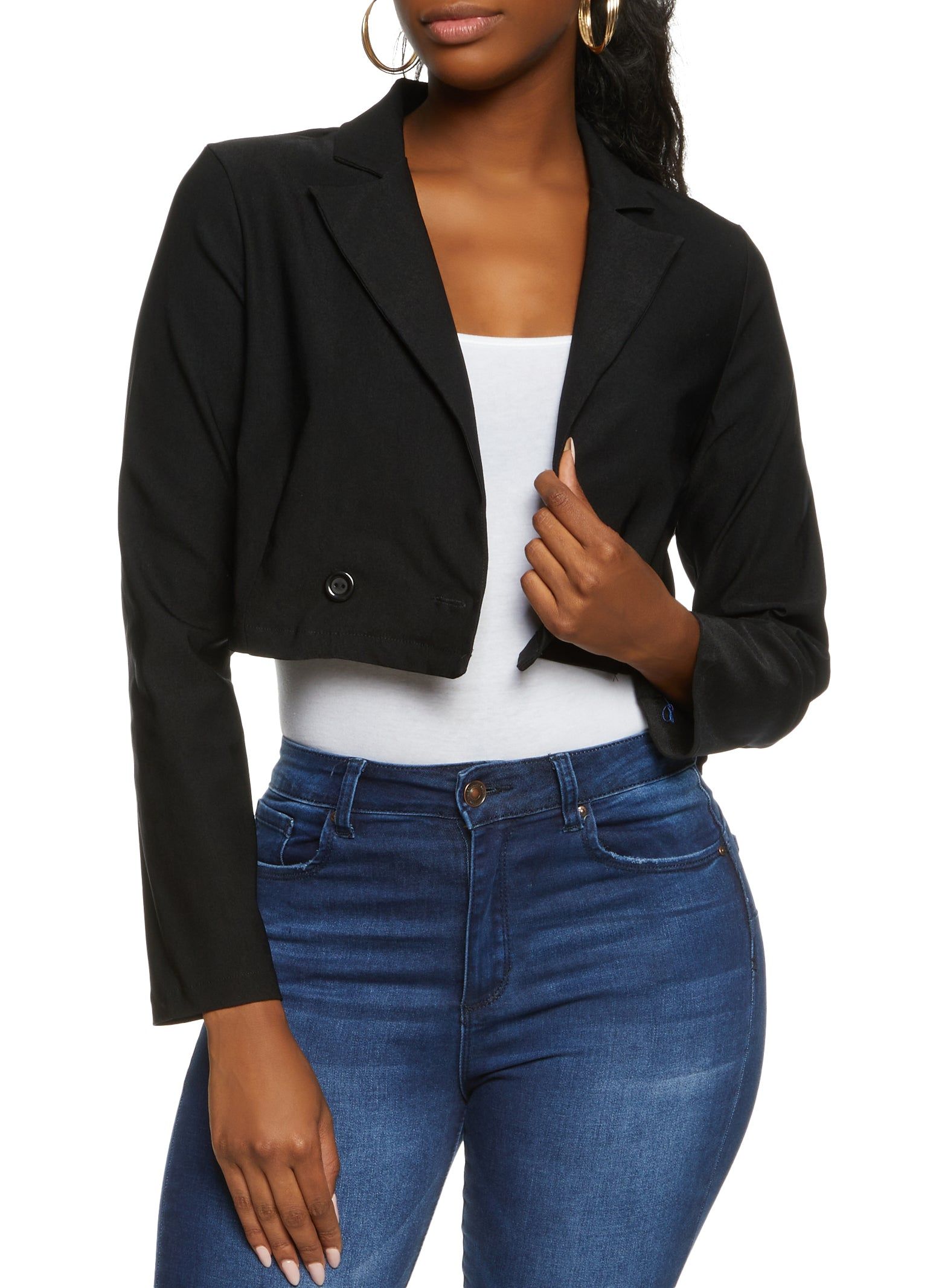 Solid Cropped Blazer sold by Rainbow