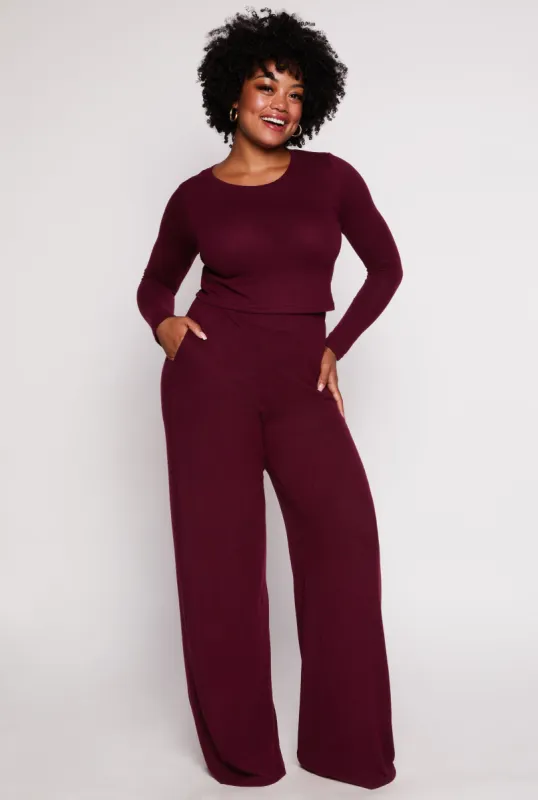 Plus Size Brush Knit High Waist Pants sold by Rainbow