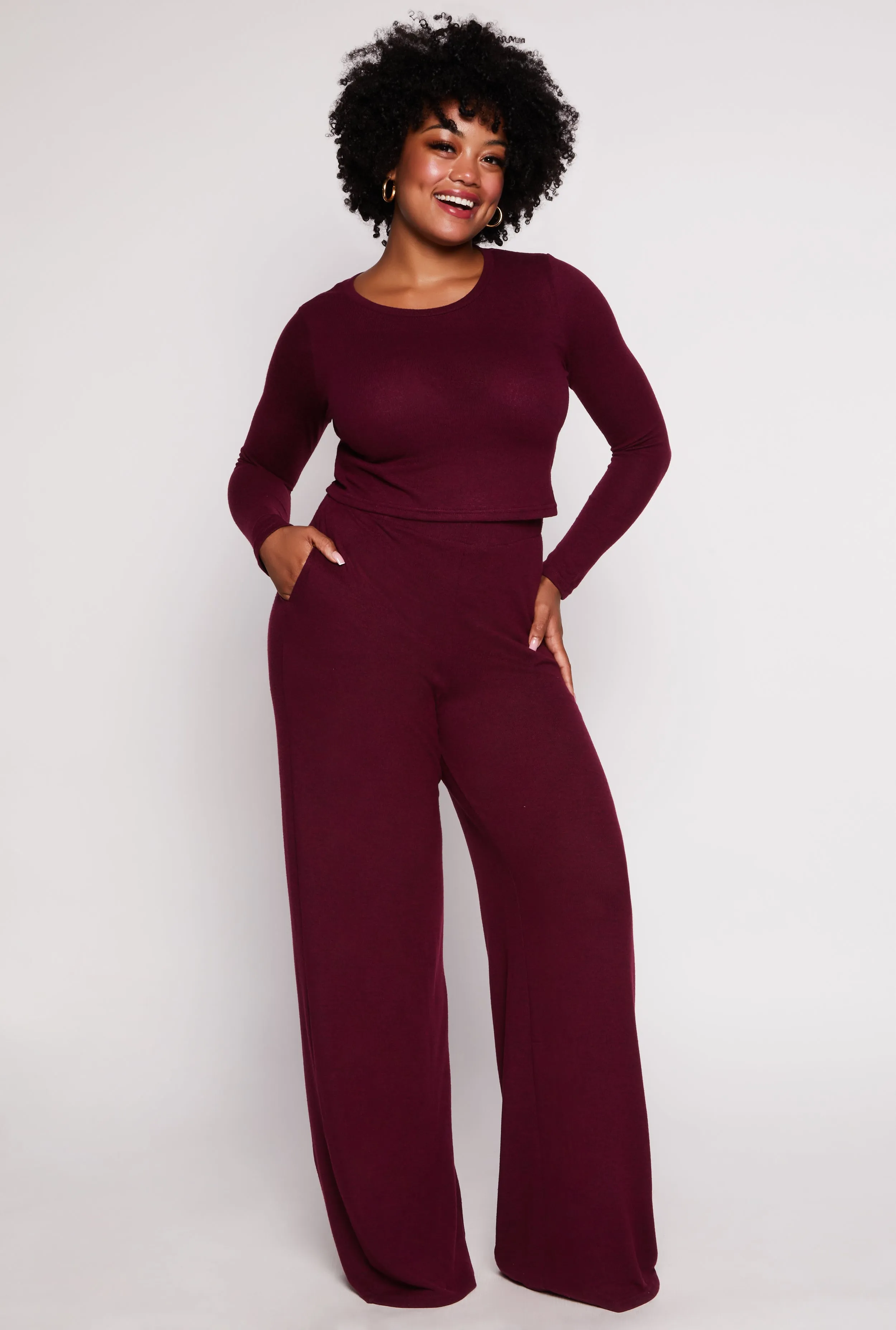 Plus Size Brush Knit High Waist Pants sold by Rainbow