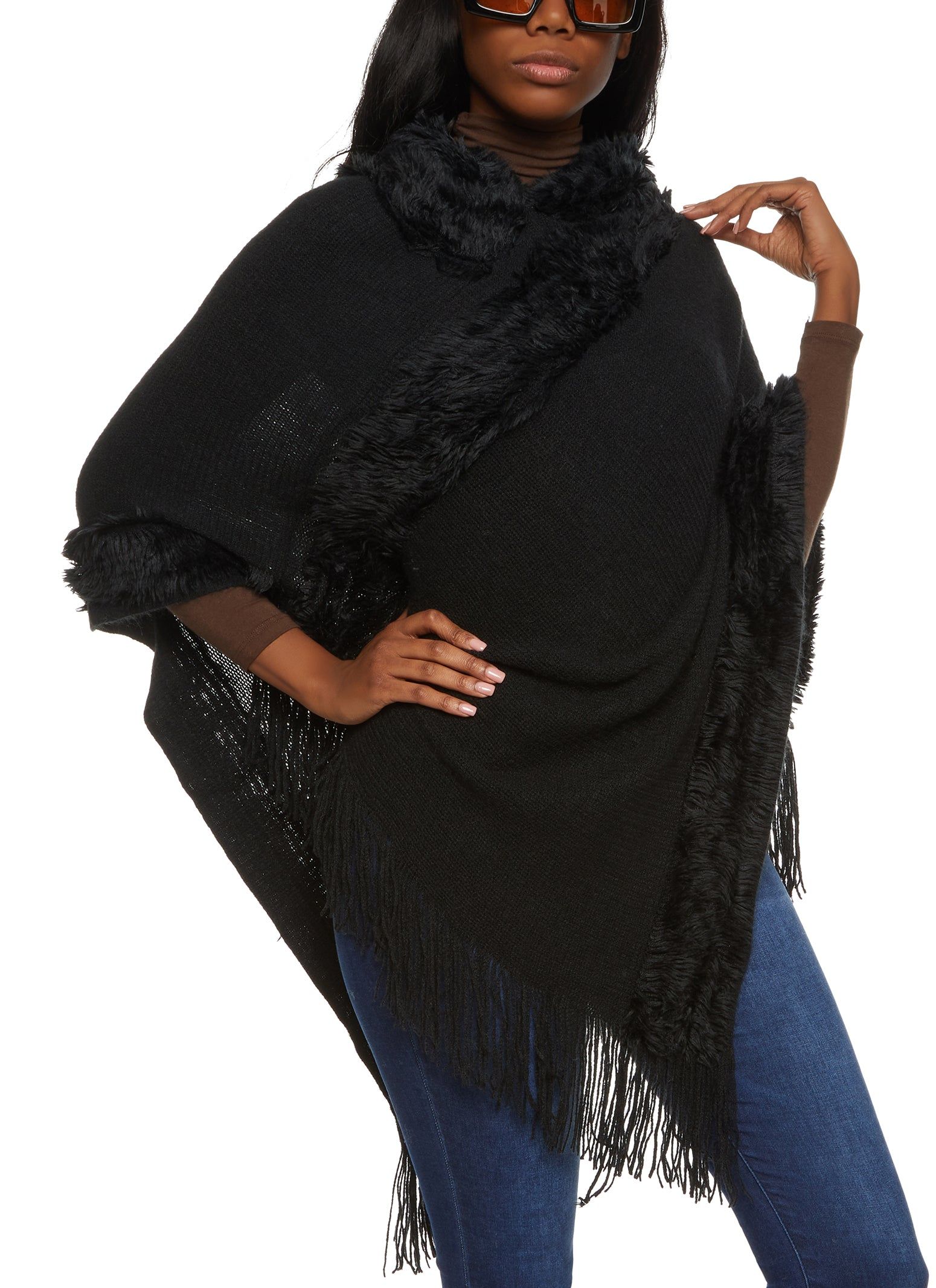 Fringe Hem Hooded Poncho sold by Rainbow product image thumbnail 3