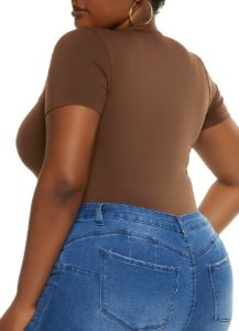 Plus Size Seamless Crew Neck Bodysuit sold by Rainbow