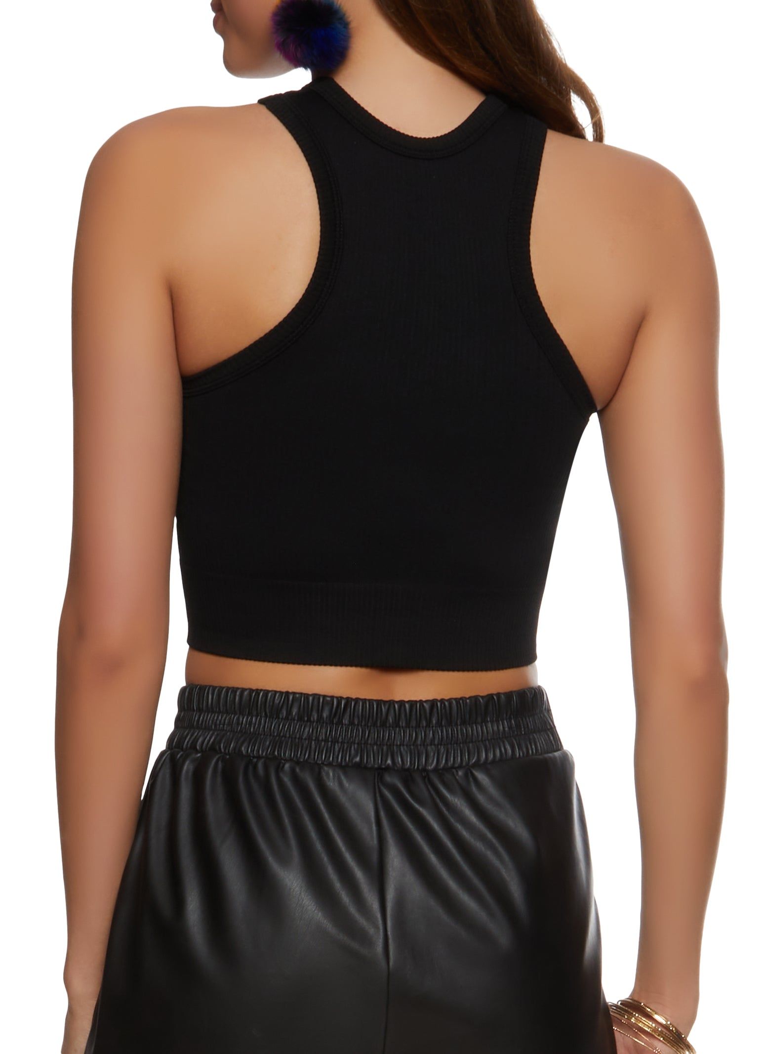 Rib Knit Seamless Cropped Tank Top sold by Rainbow product image thumbnail 2