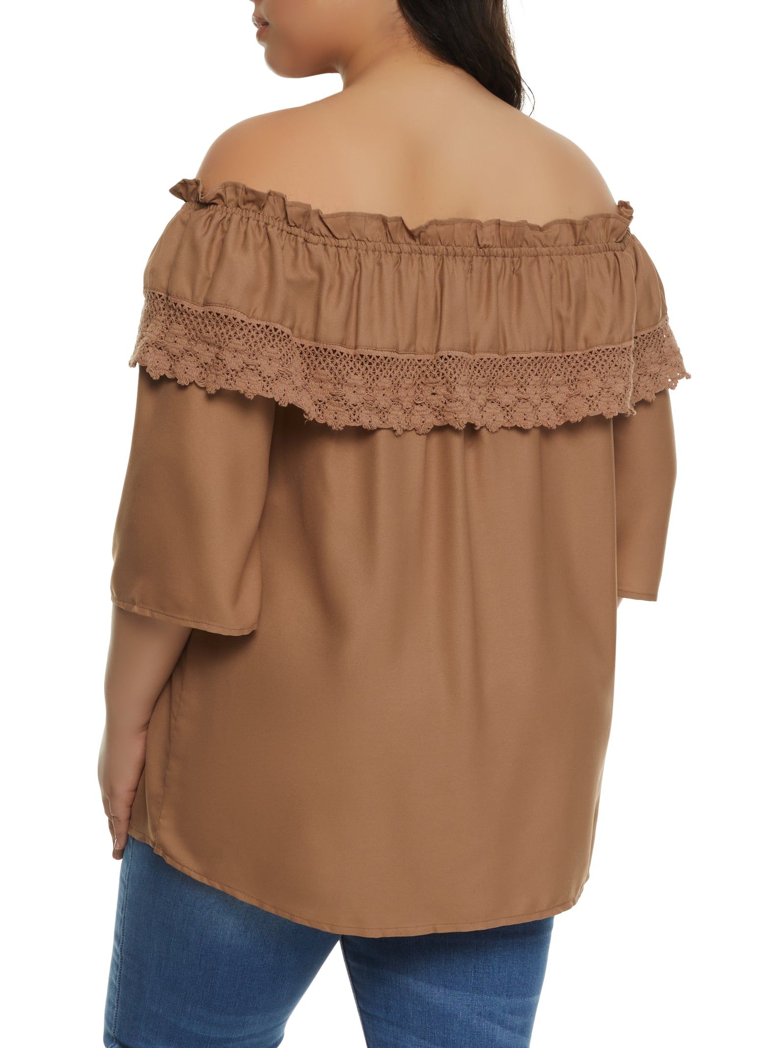 Plus Size Crochet Detail Off the Shoulder Top sold by Rainbow product image thumbnail 2