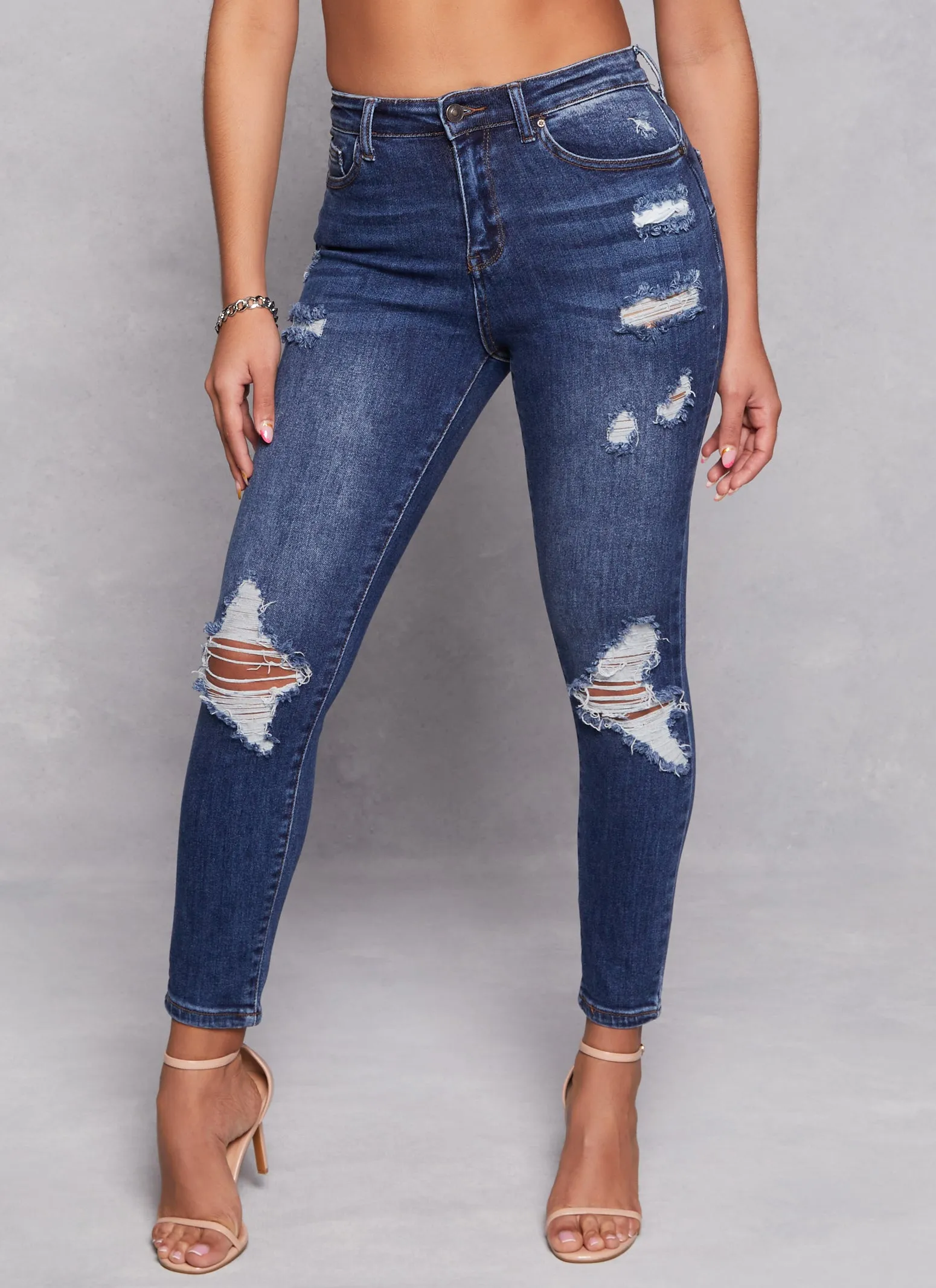 WAX Distressed High Waist Skinny Jeans sold by Rainbow product image thumbnail 2