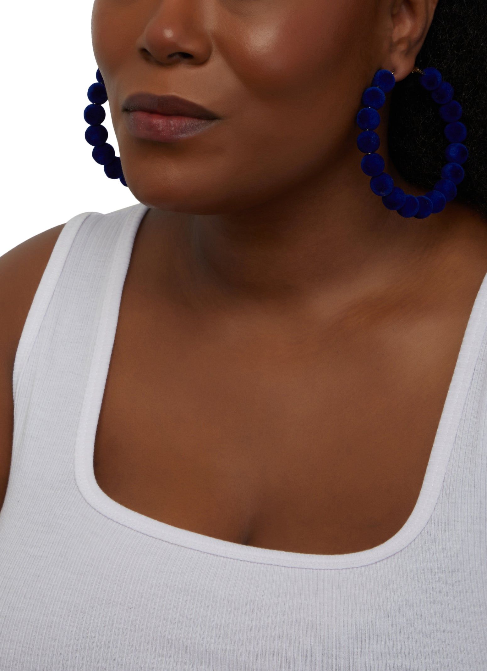 Velvet Beaded Hoop Earrings sold by Rainbow