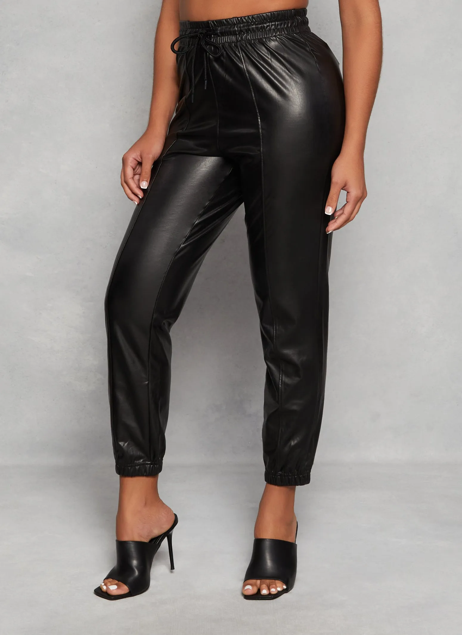 Faux Leather High Waist Drawstring Joggers sold by Rainbow product image thumbnail 2