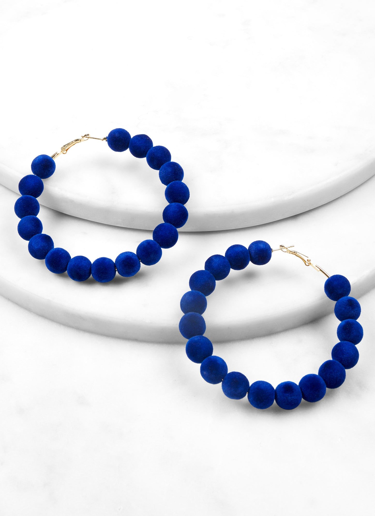 Velvet Beaded Hoop Earrings sold by Rainbow product image thumbnail 2