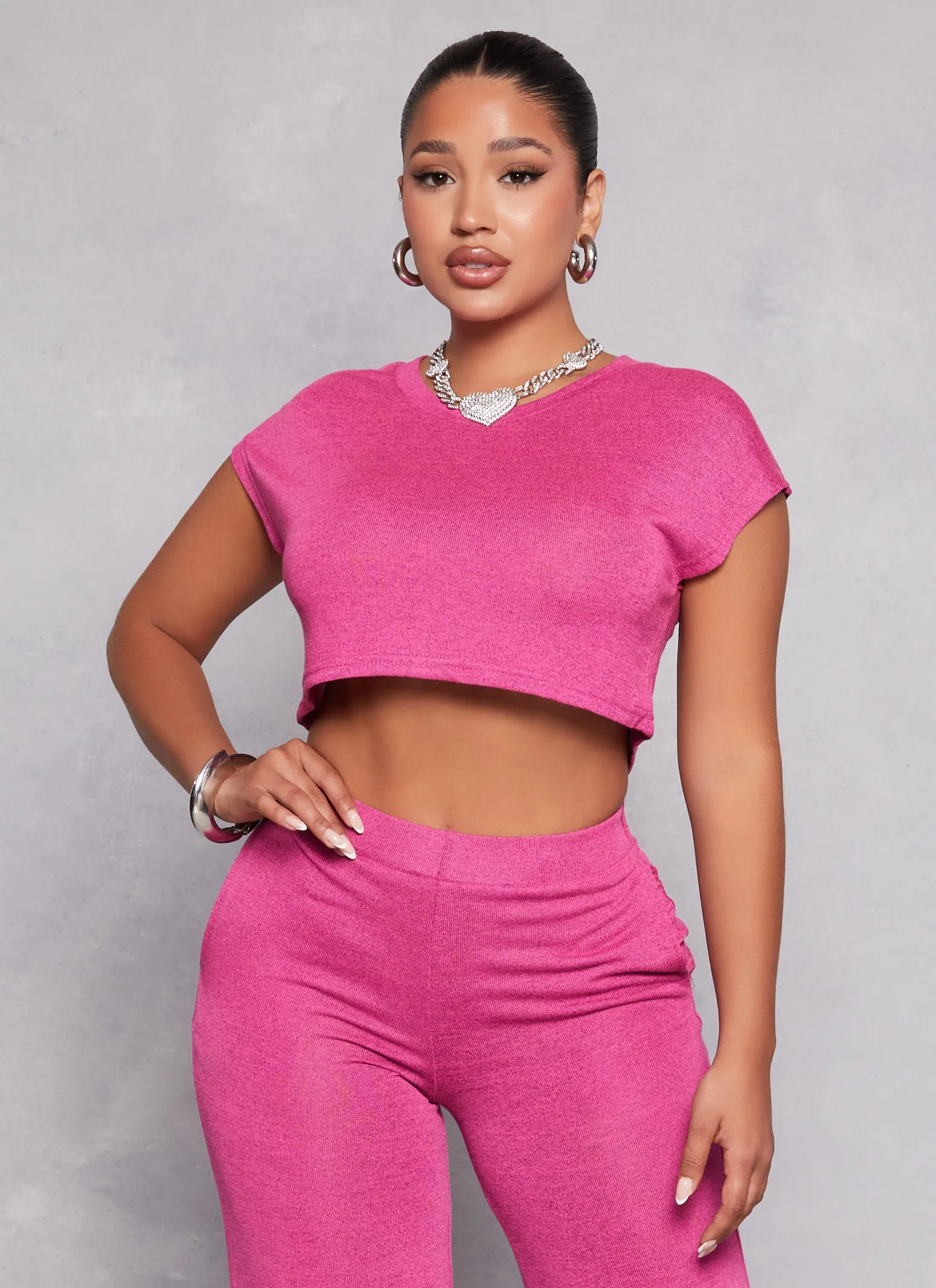 Daisy Marled Short Sleeve Crop Top sold by Rainbow