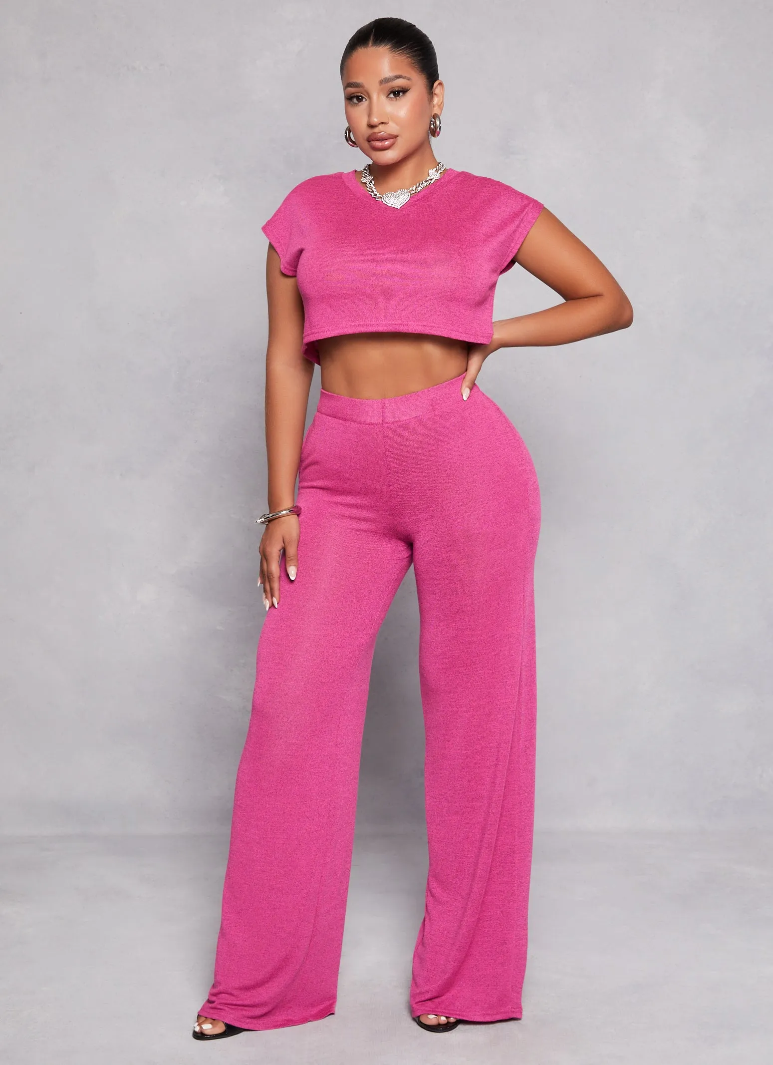 Daisy Marled Short Sleeve Crop Top sold by Rainbow product image thumbnail 2