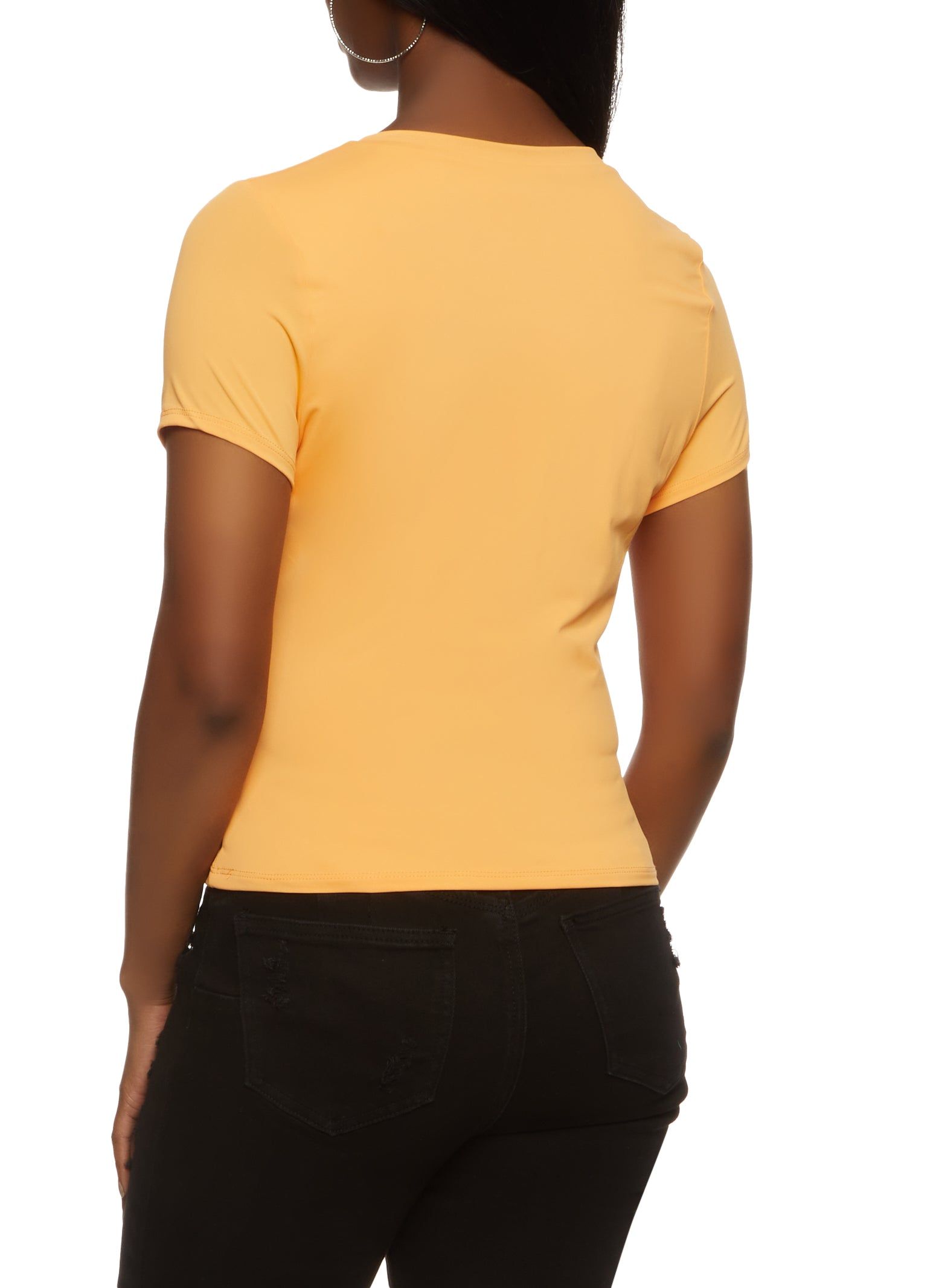 Short Sleeve V Neck Half Button Top sold by Rainbow product image thumbnail 2