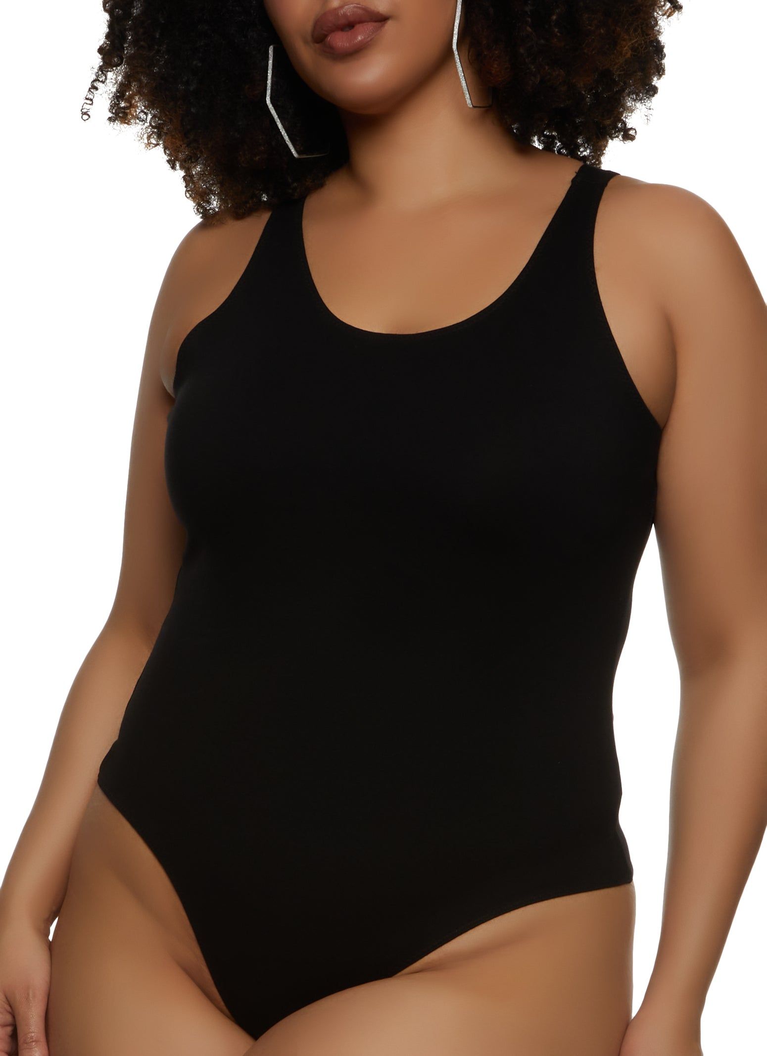Plus Size Scoop Neck Tank Bodysuit sold by Rainbow