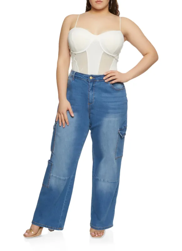 Plus Size WAX Wide Leg Cargo Jeans sold by Rainbow
