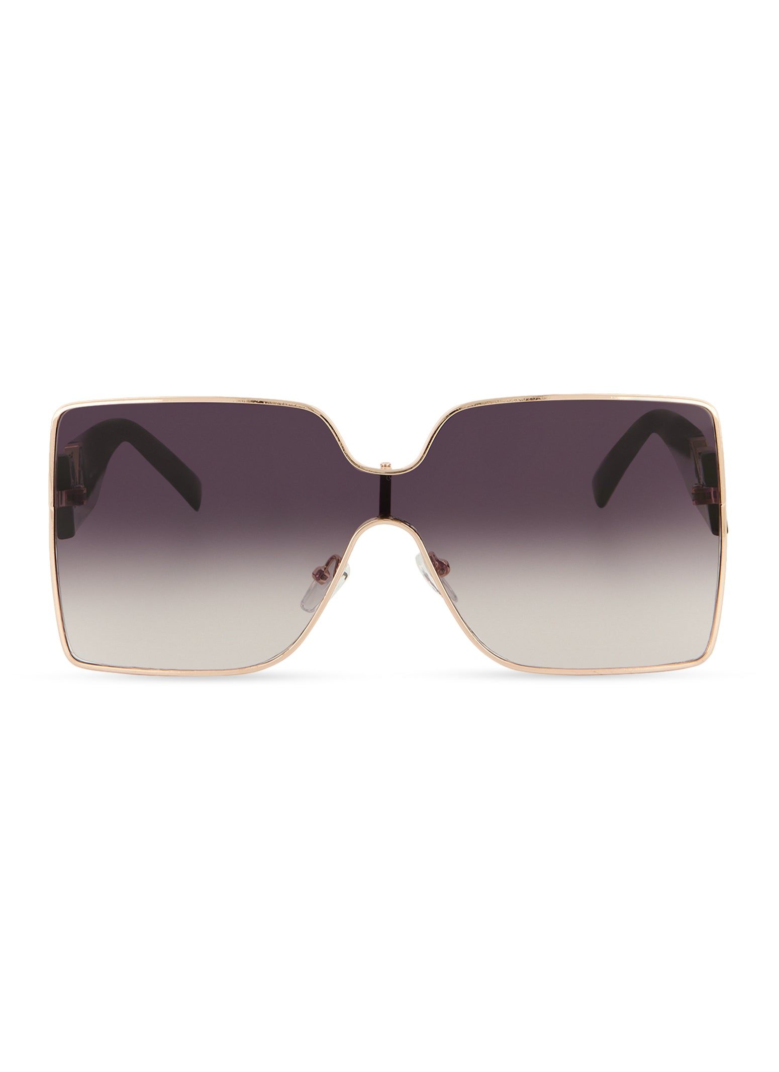Oversize Metallic Rim Shield Sunglasses sold by Rainbow
