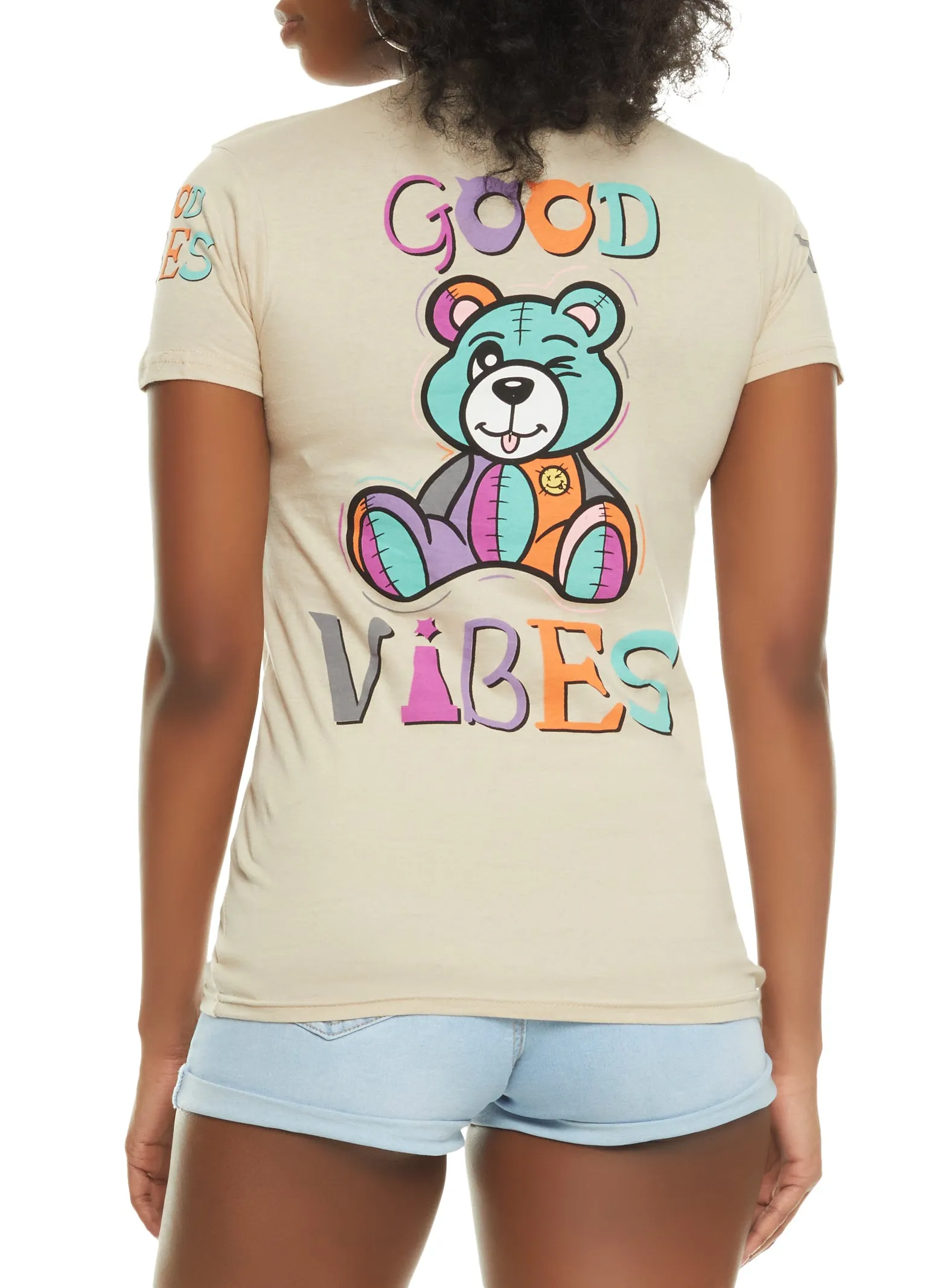 Good Vibes Crew Neck Short Sleeve Graphic Tee sold by Rainbow product image thumbnail 2