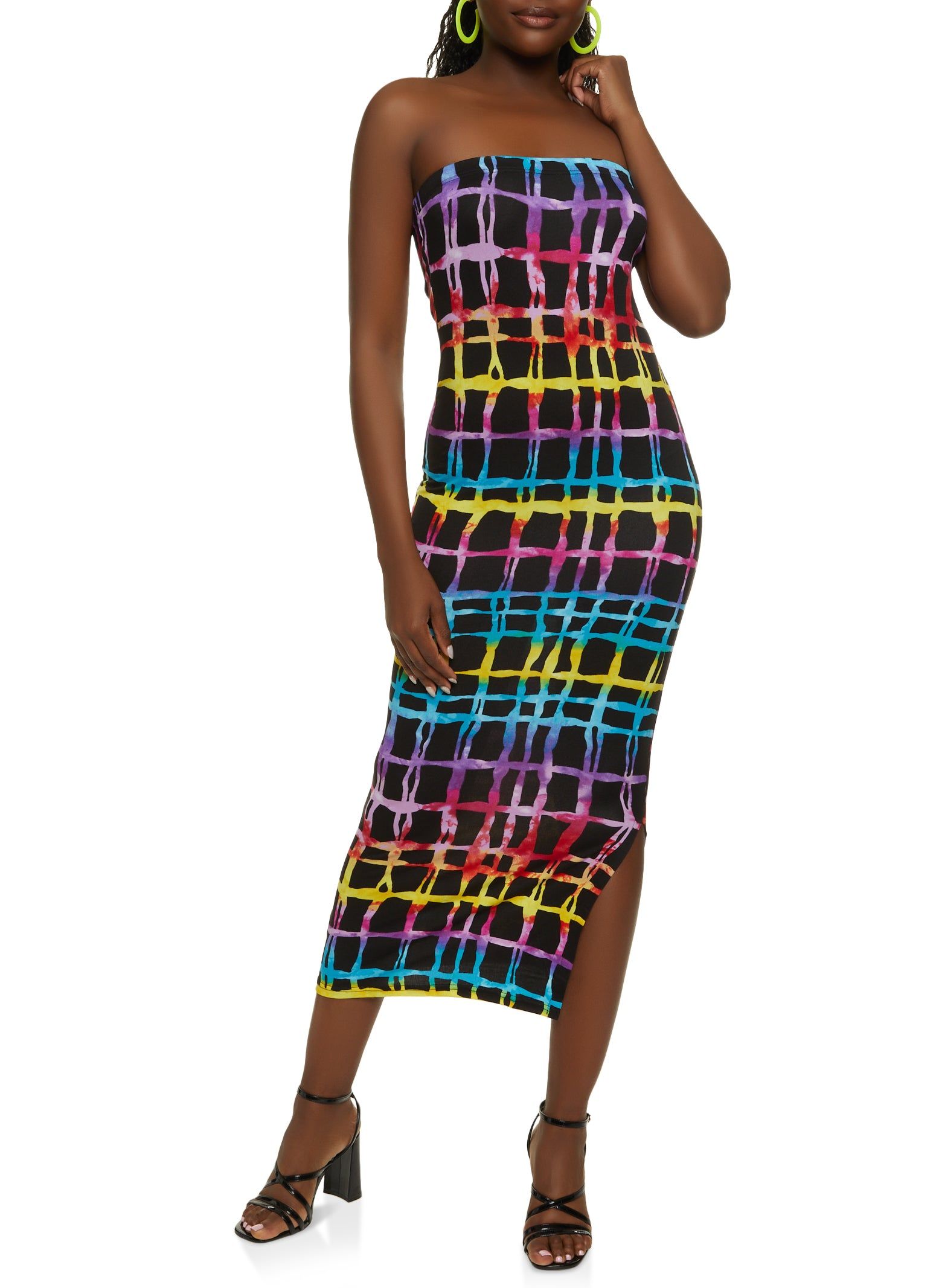Rainbow Printed Tube Maxi Dress sold by Rainbow