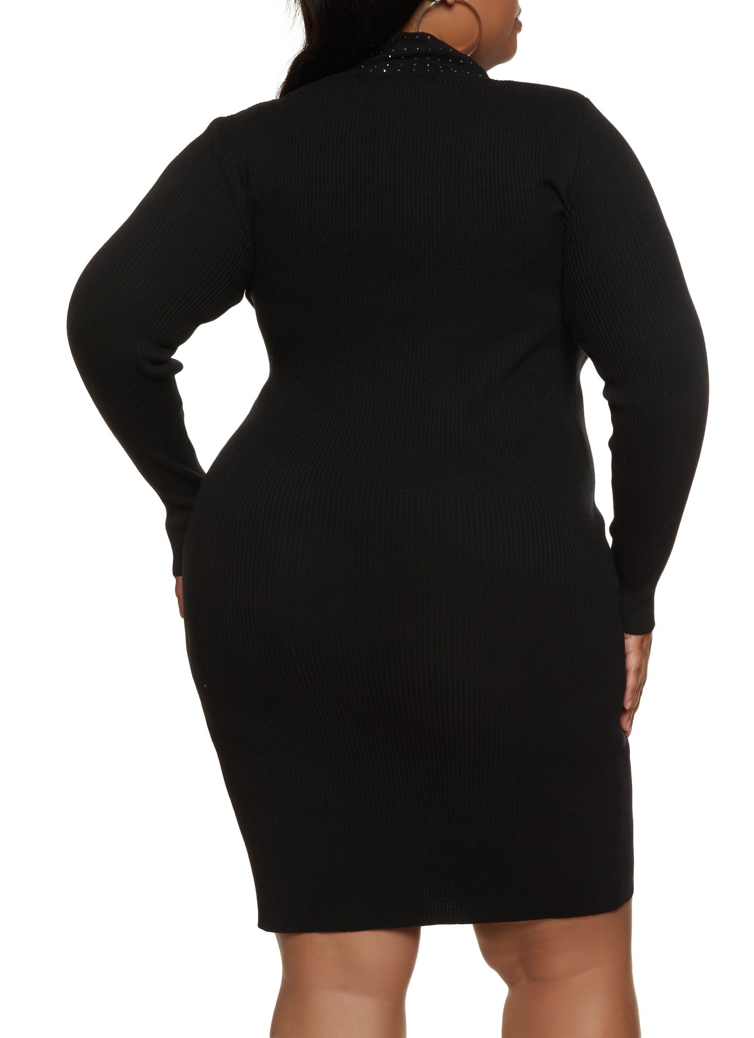 Plus Size Studded Mock Neck Sweater Dress sold by Rainbow product image thumbnail 3