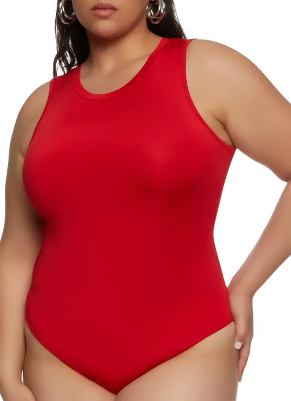 Plus Size Crew Neck Tank Bodysuit sold by Rainbow