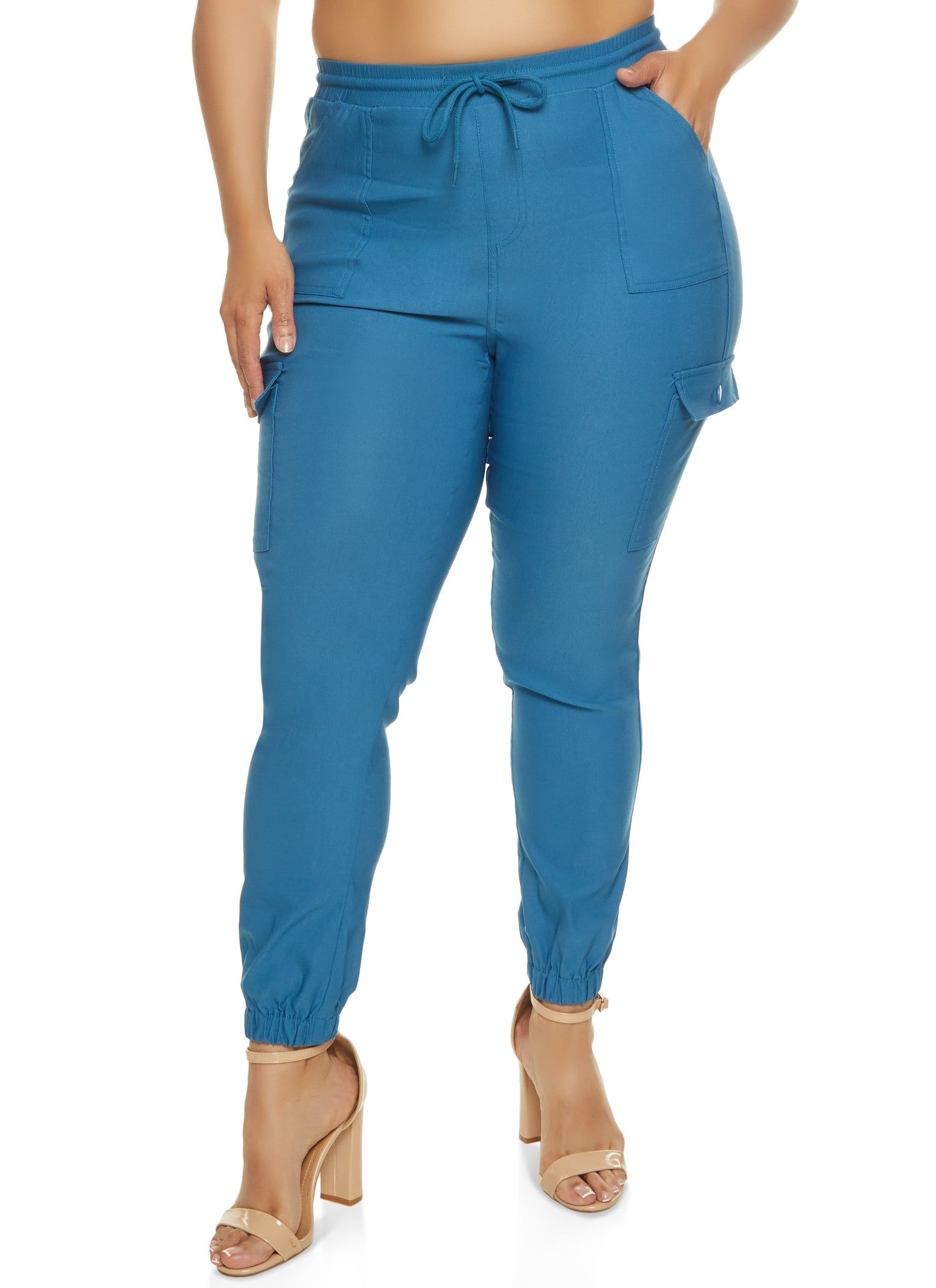 Plus Size Stretch Cargo Pocket Joggers sold by Rainbow