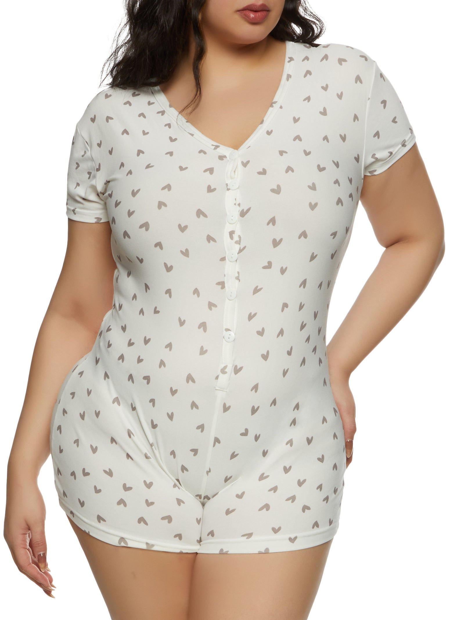 Plus Size Love Heart Print Pajama Romper sold by Rainbow product image thumbnail 2
